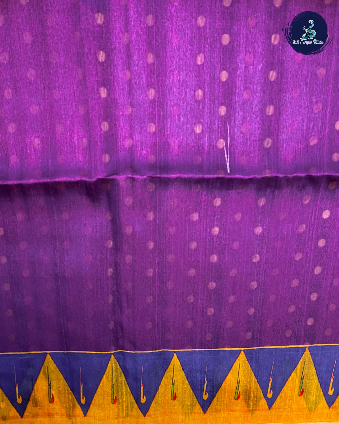 Purple and Yellow Semi Jute Saree