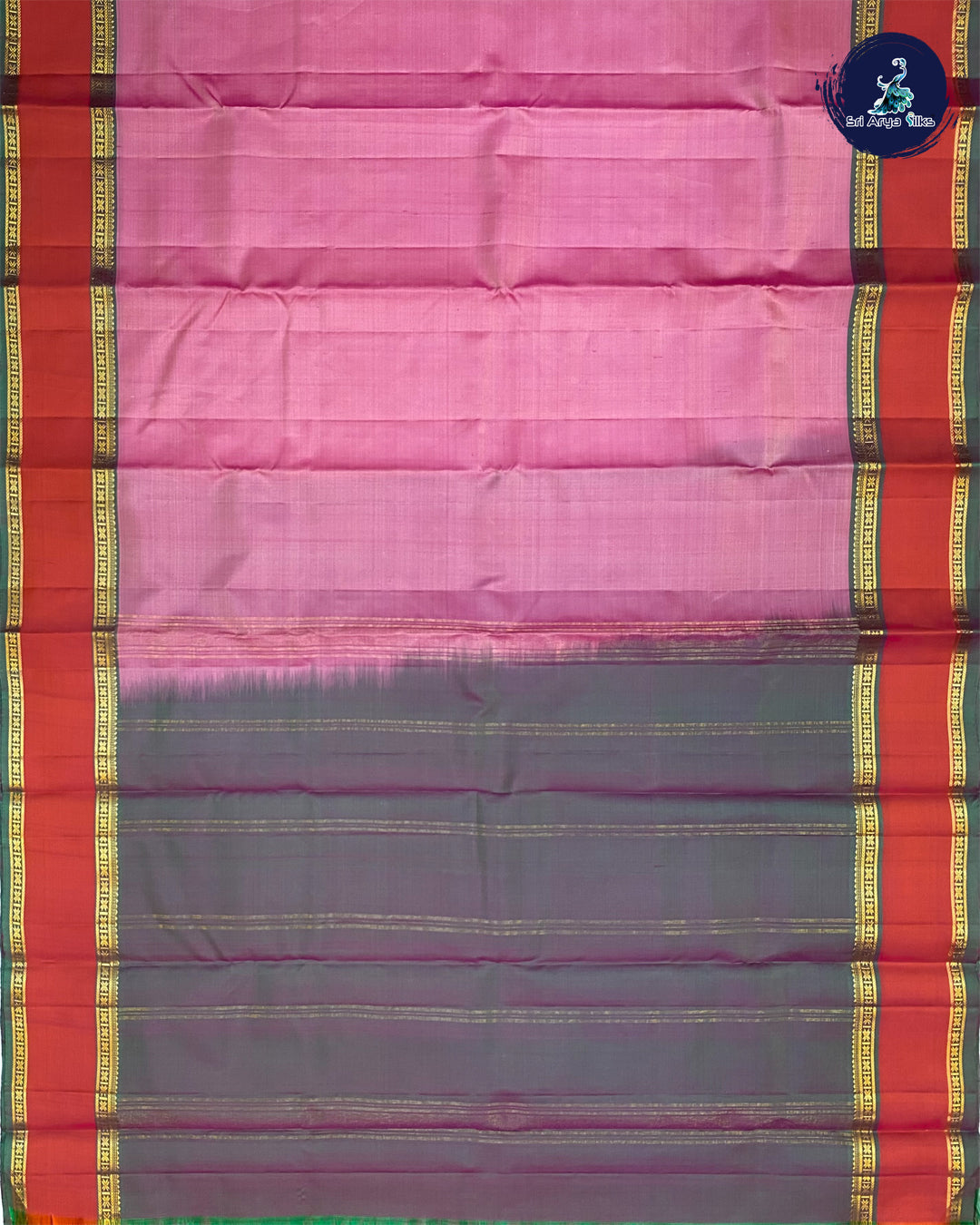 Pink Traditional Silk Saree With Light Green Blouse & Buttas Pattern