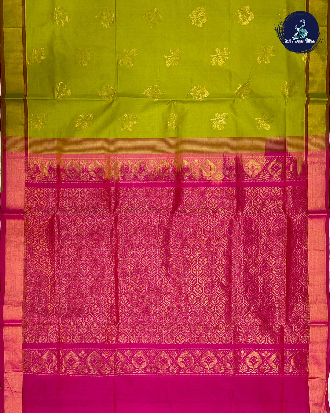 Green & Pink Semi Silk Cotton Saree