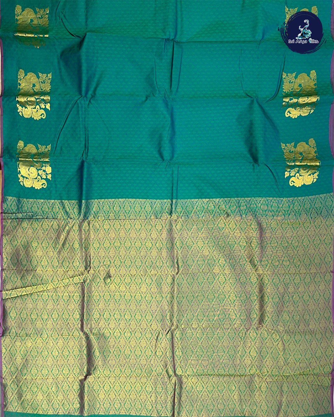Peacock Blue Kanchipuram Half Pure Silk Saree