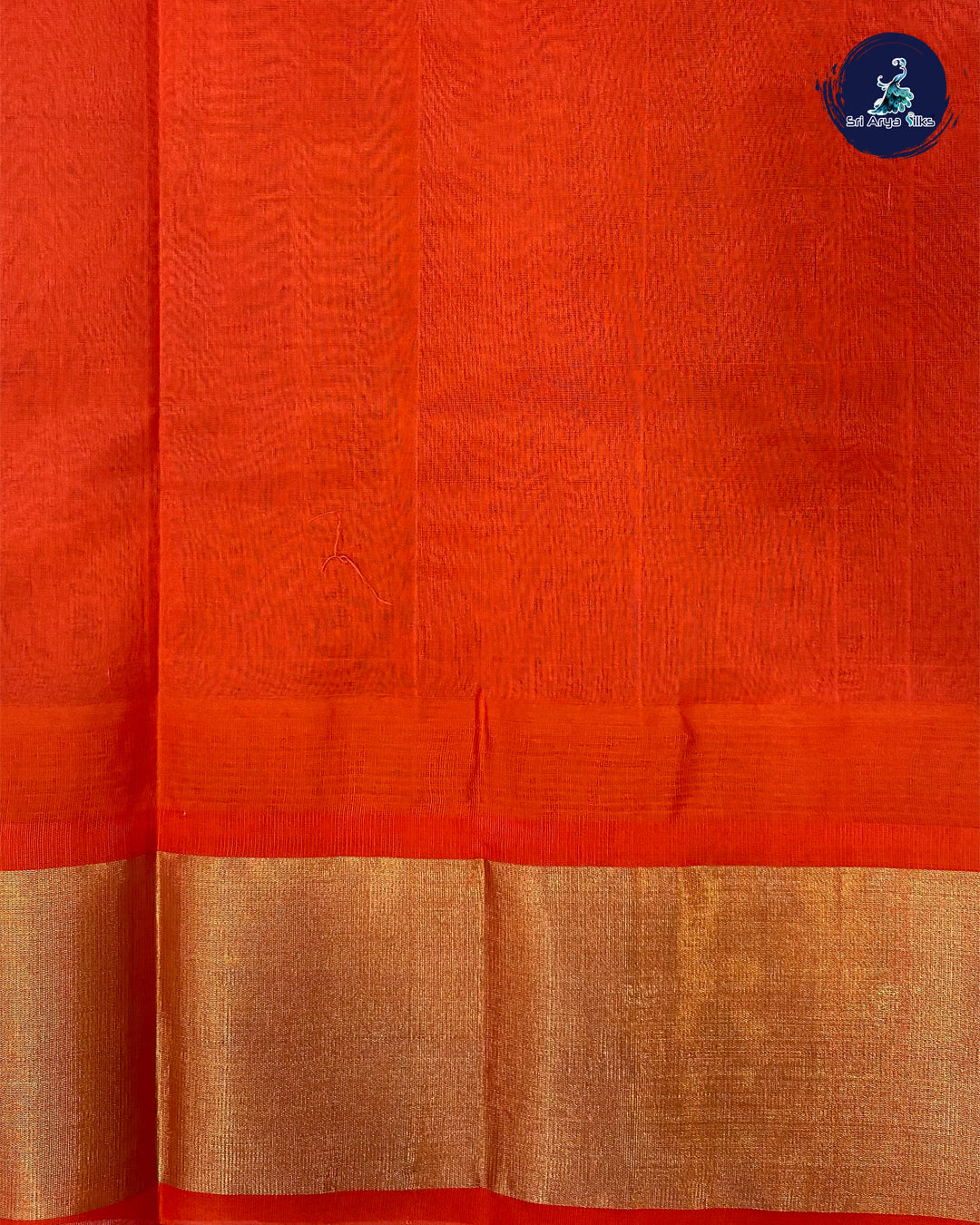 Navy Blue & Orange Kanchipuram Korvai Silk Cotton Saree