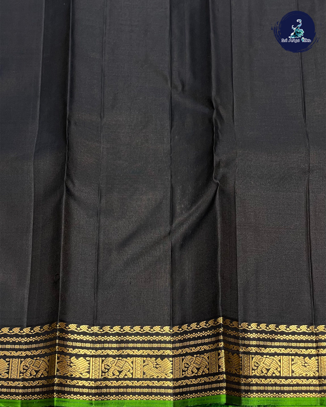 Ash Grey and Black Pure Kanchipuram Silk Saree