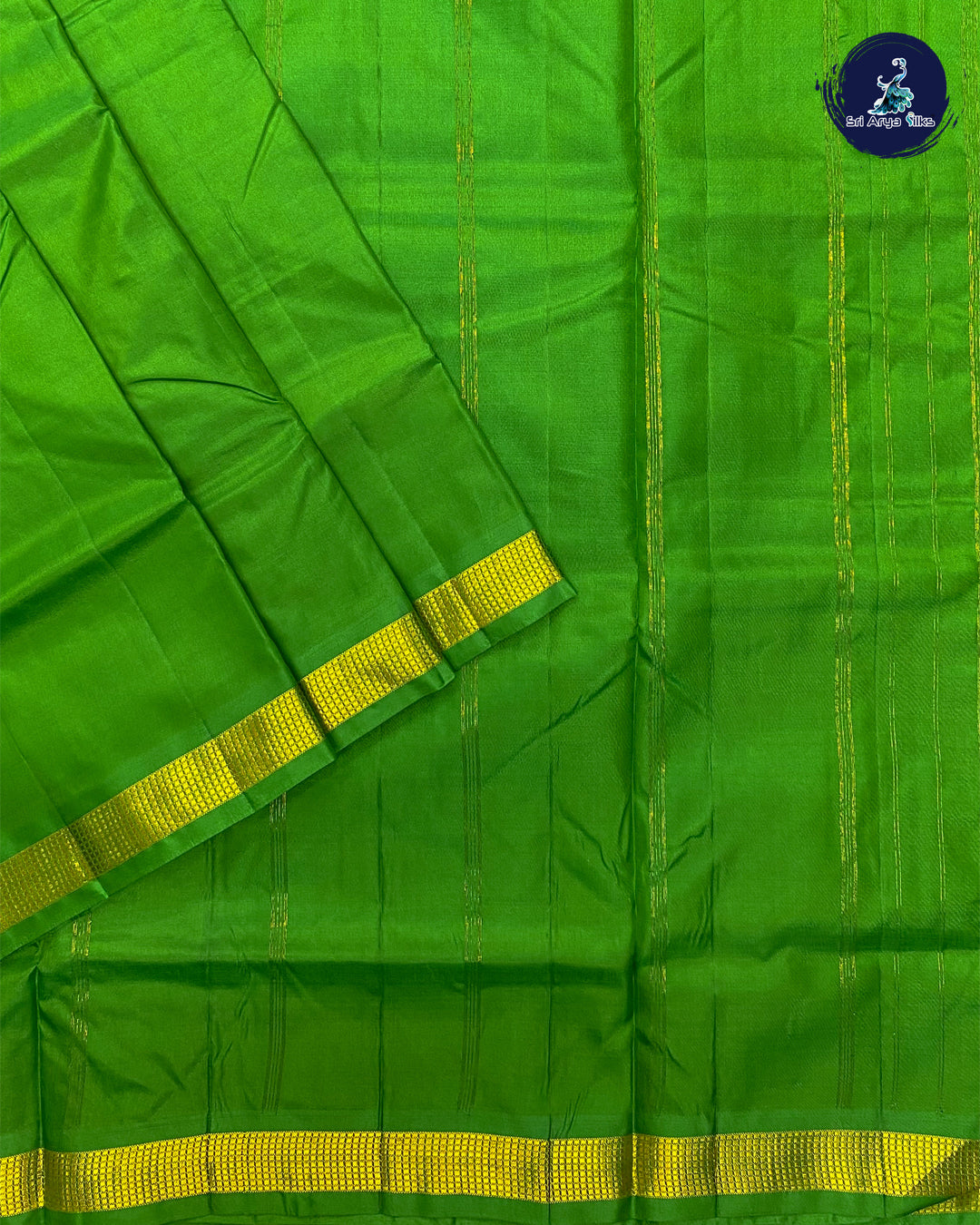 Leaf Green Pure Kanjivaram 10yards Silk Madisar Saree