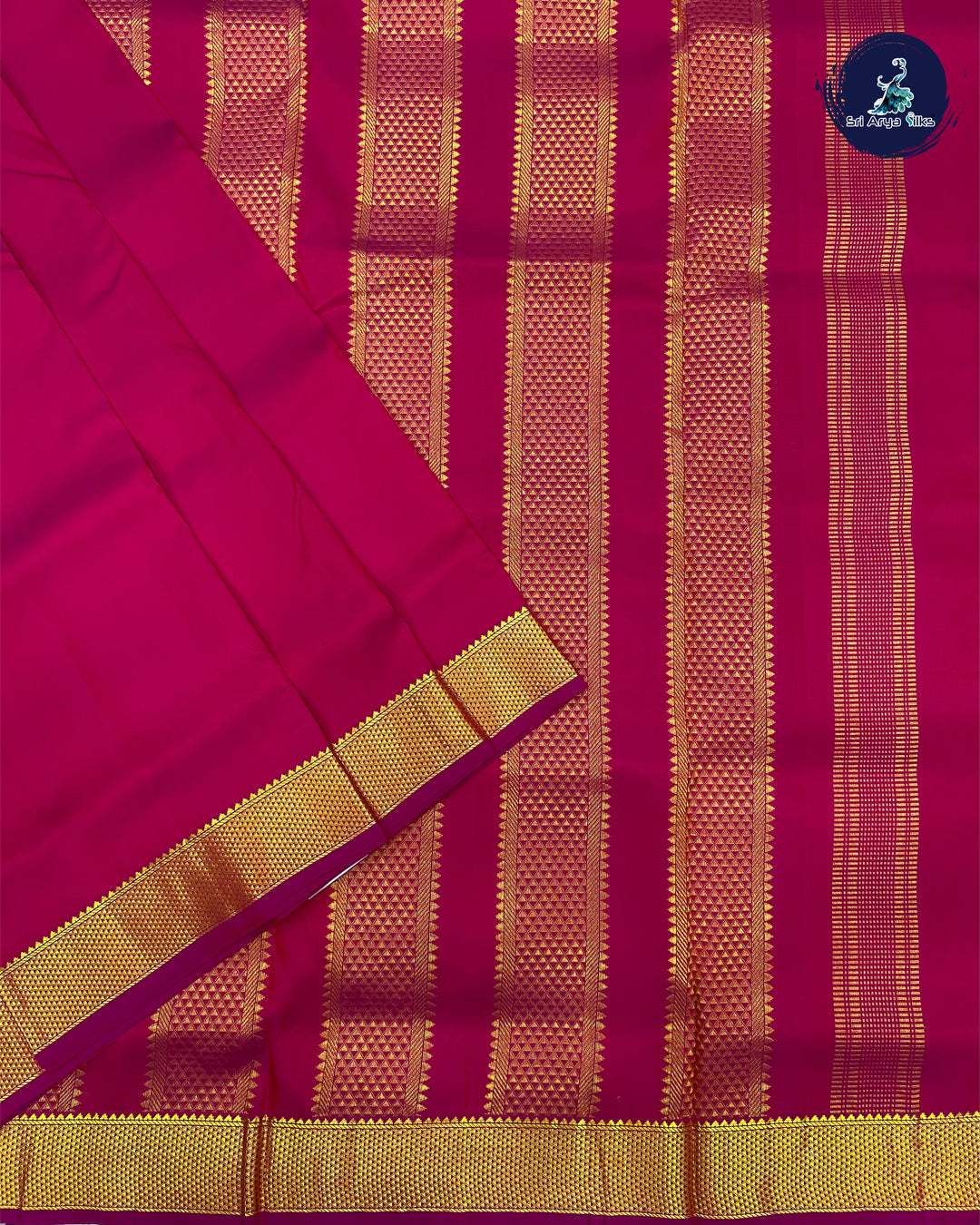 Dark Pink Kanjivaram Pure Silk Madisar(10 Yards) Saree