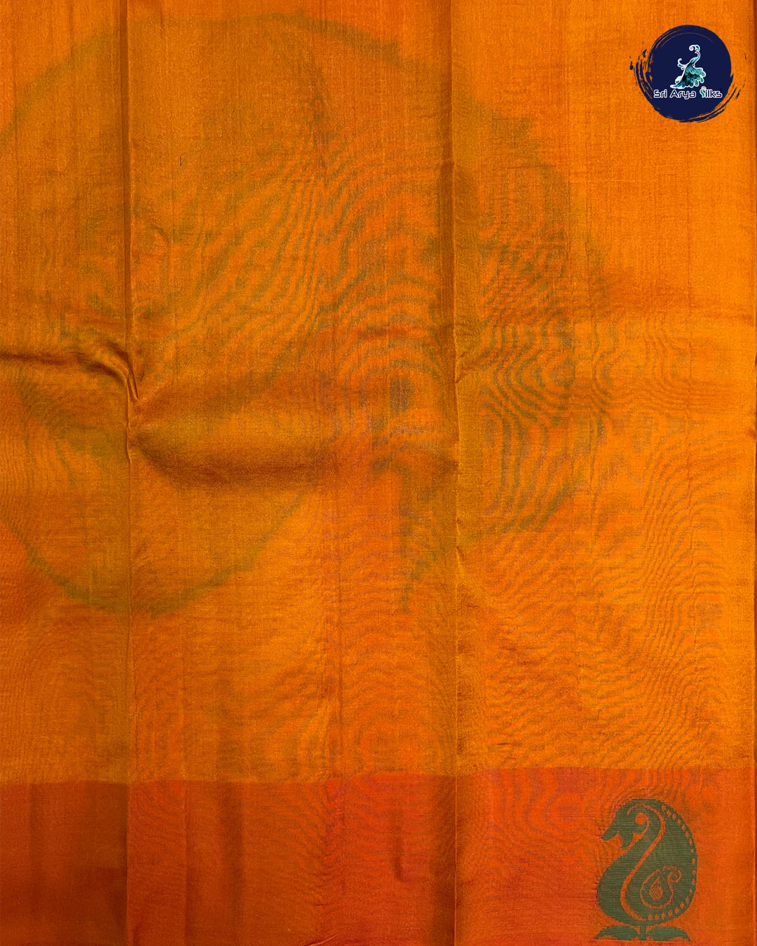 Mehandi Green and Orange Pure Kanchipuram Silk Saree