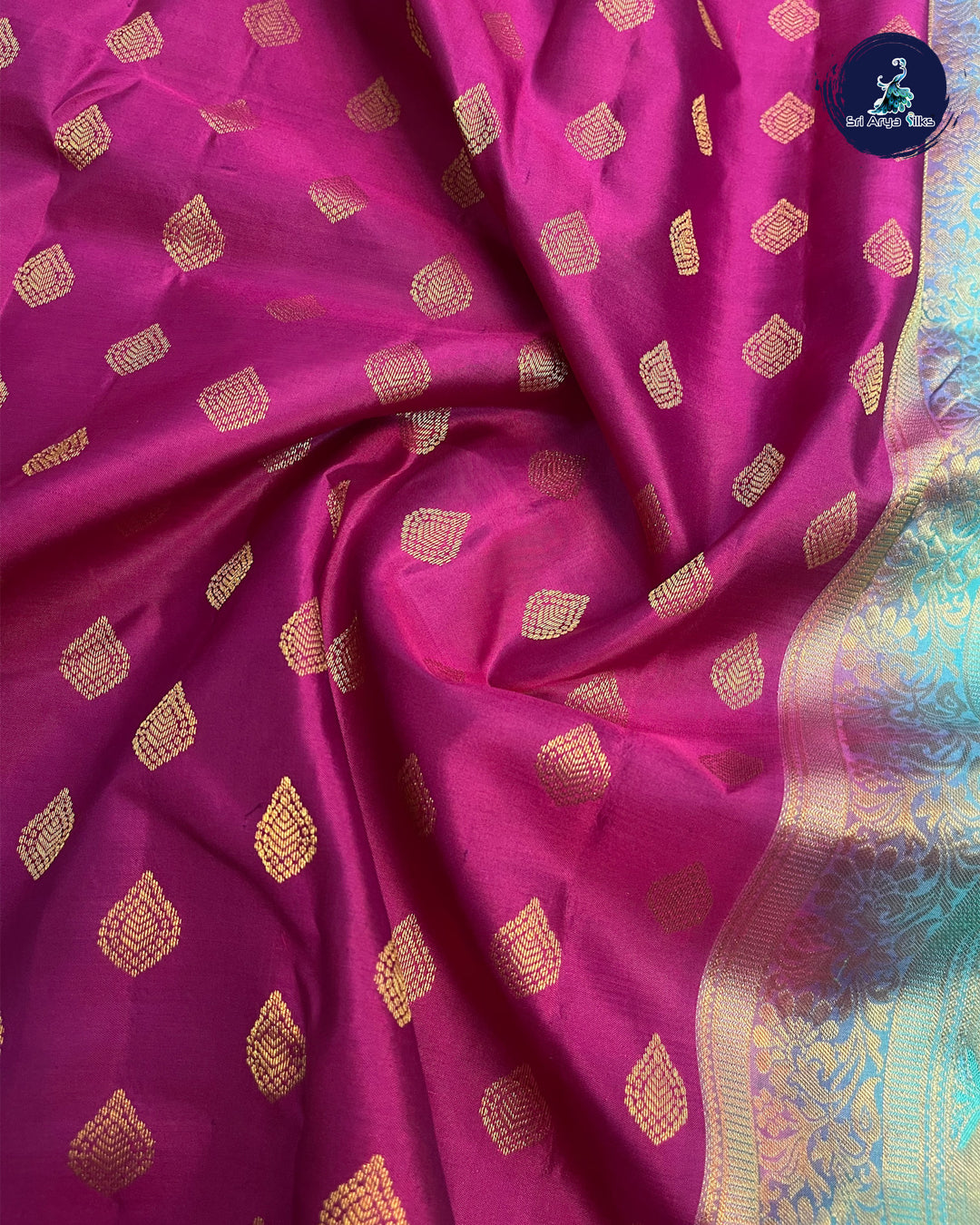 Purple and Teal Blue Pure Kanchipuram Silk Saree