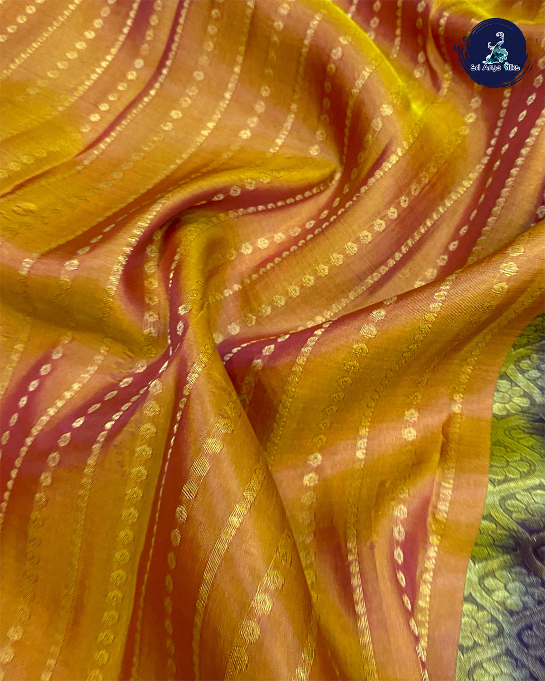 Mustard and Purple Kanchipuram Half Pure Silk Saree