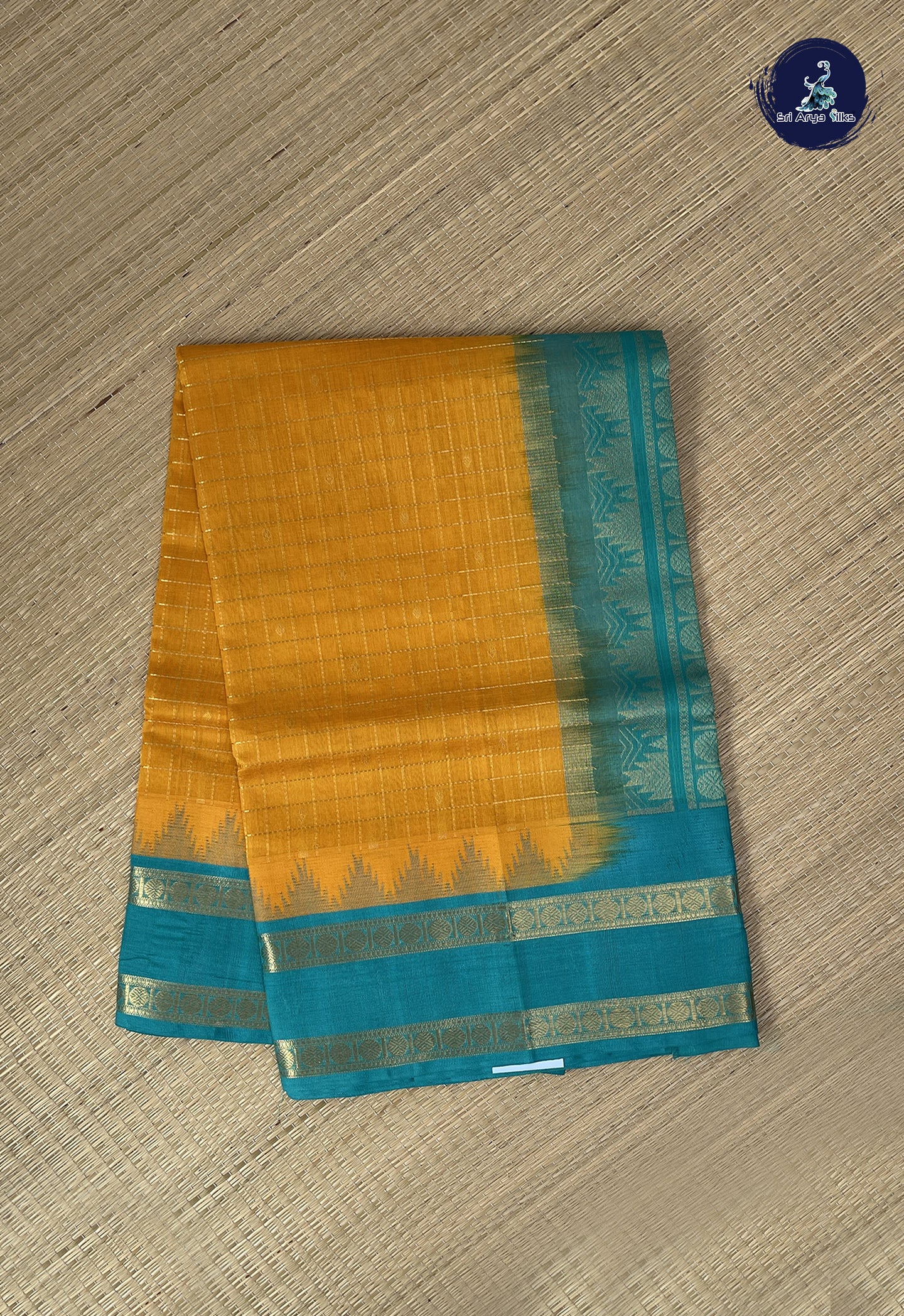 Mango Yellow Checked Saree With Zari Checked Pattern