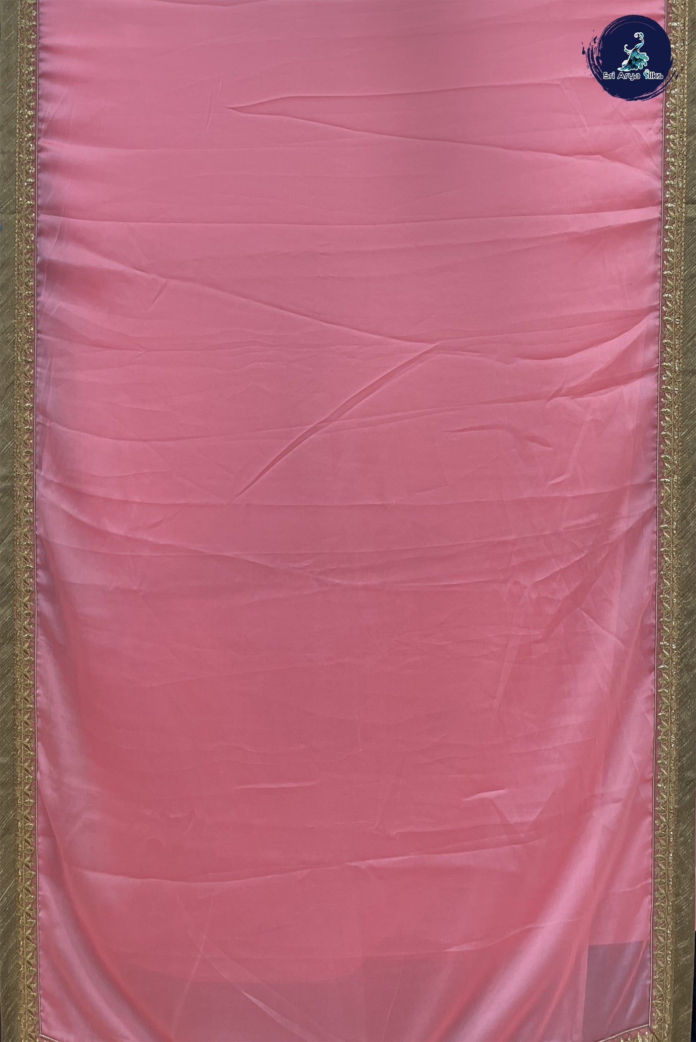 Peach Pink Function Wear Saree With Plain Pattern