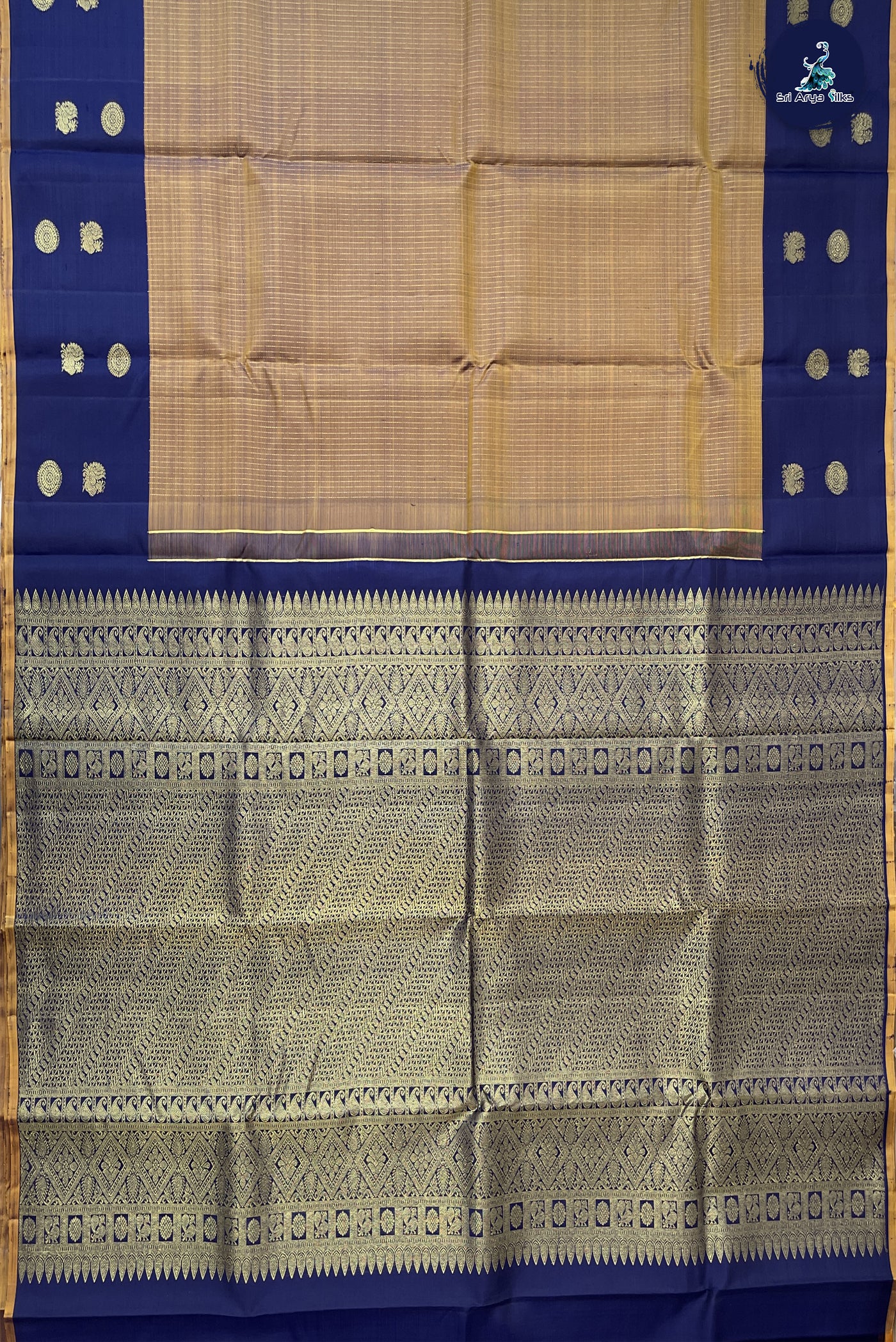 Honey Brown  Traditional Silk Saree With Zari Checked Pattern