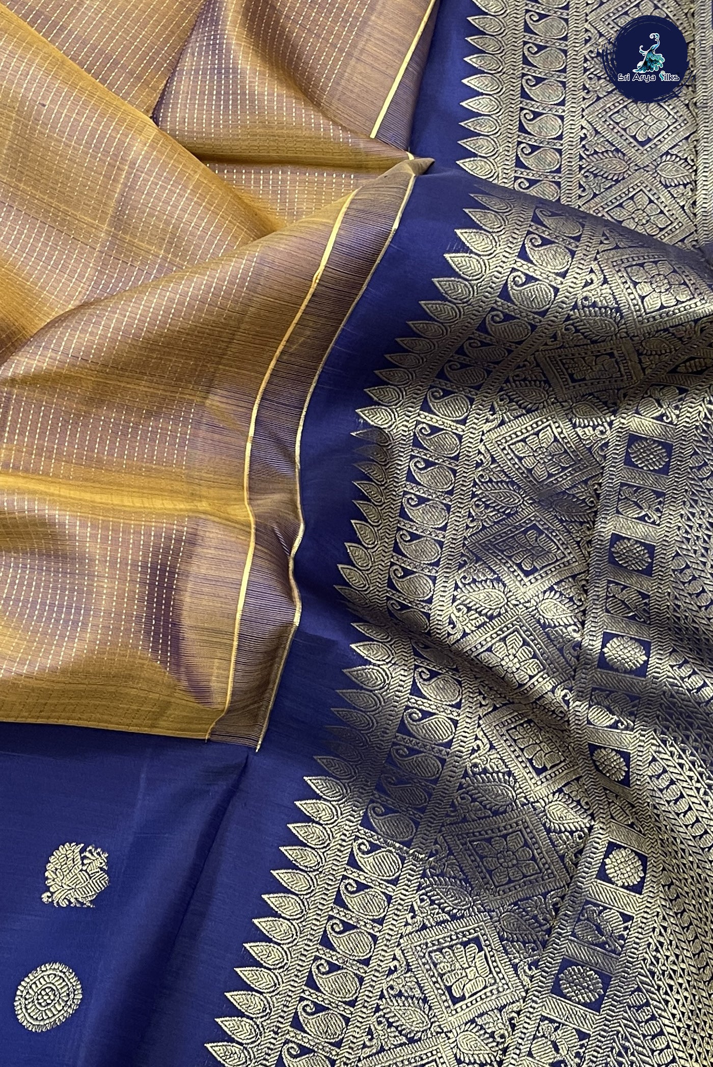 Honey Brown  Traditional Silk Saree With Zari Checked Pattern