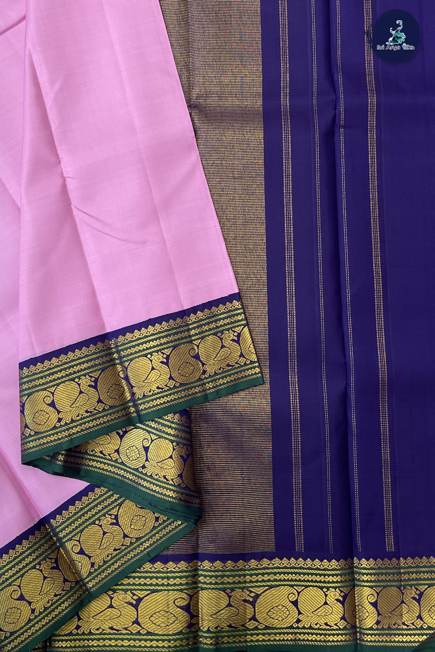 Multi Korvai Contrast Silk Saree With Checked Pattern