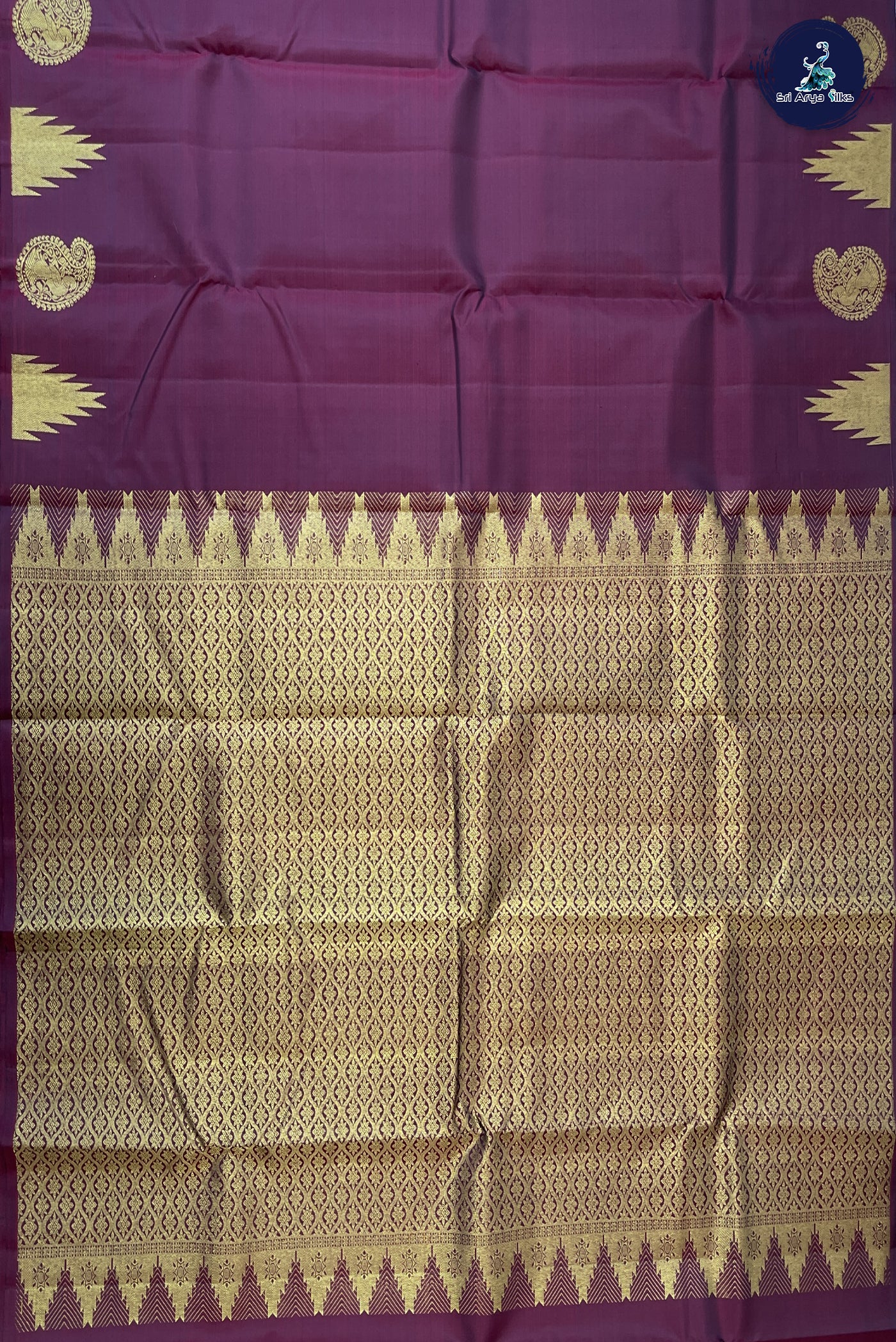 Maroon Traditional Silk Saree With Plain Pattern