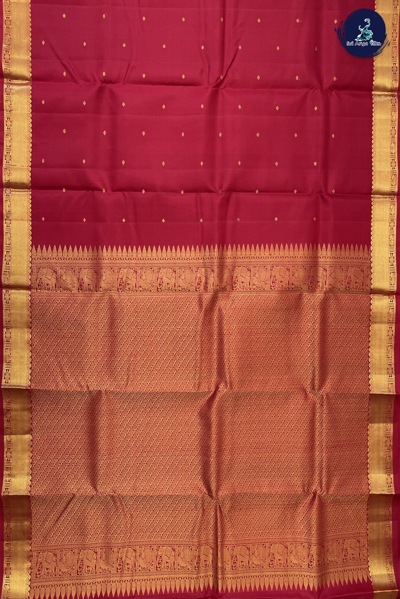 Red Traditional Silk Saree With Zari Buttas Pattern