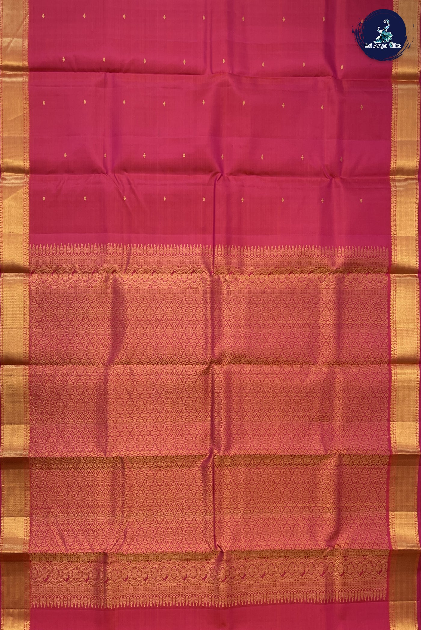 Orangish Pink Traditional Silk Saree With Zari Buttas Pattern