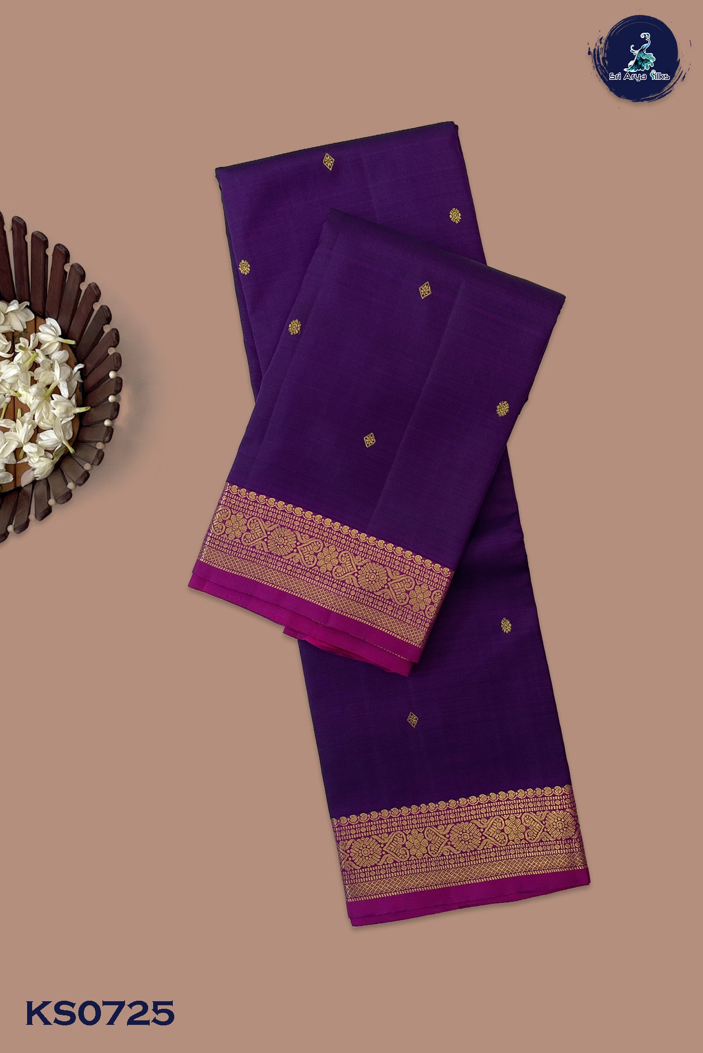Jamun Traditional Silk Saree With Zari Buttas Pattern