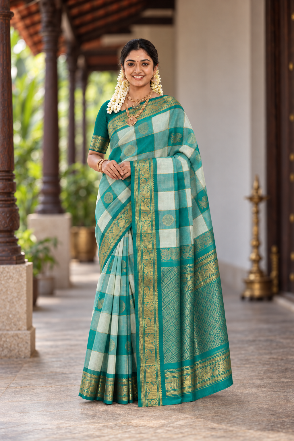 Multi Colour Simple Silk Cotton Saree With Paalum Pazham Kattam Pattern