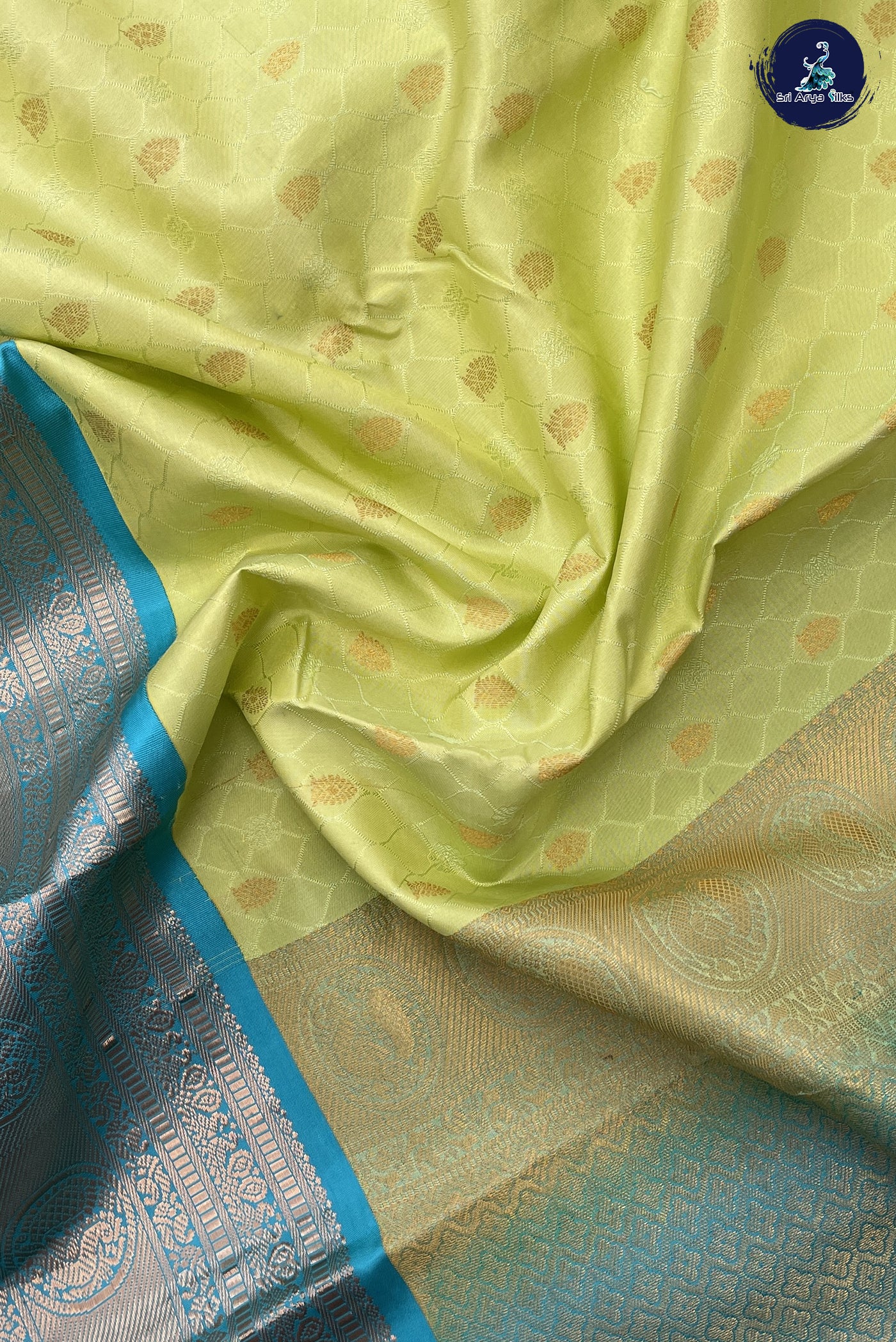 Flurocent Green Silk Saree With Embossed Pattern
