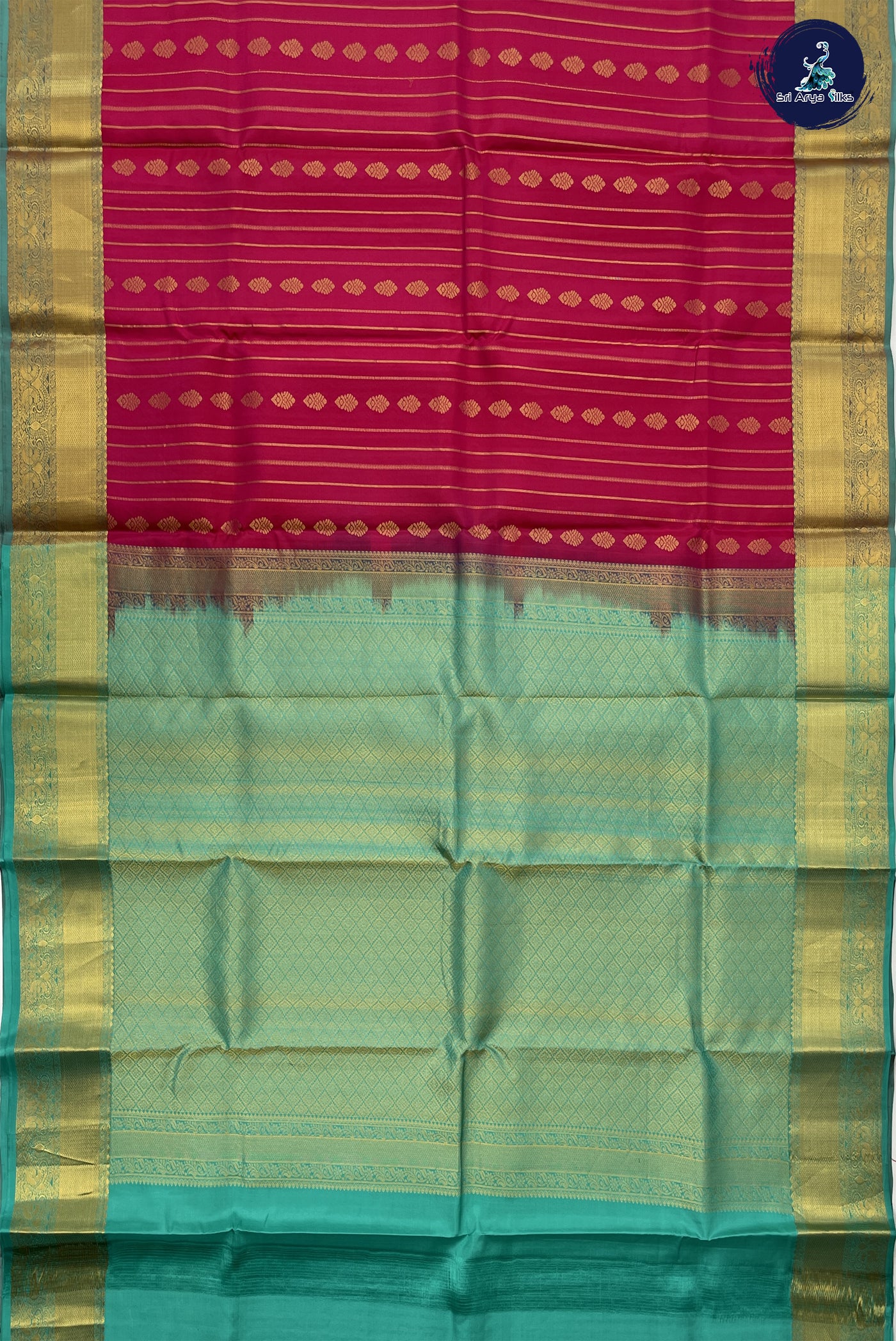 Rani Pink Bridal Silk Saree With Stripes Pattern