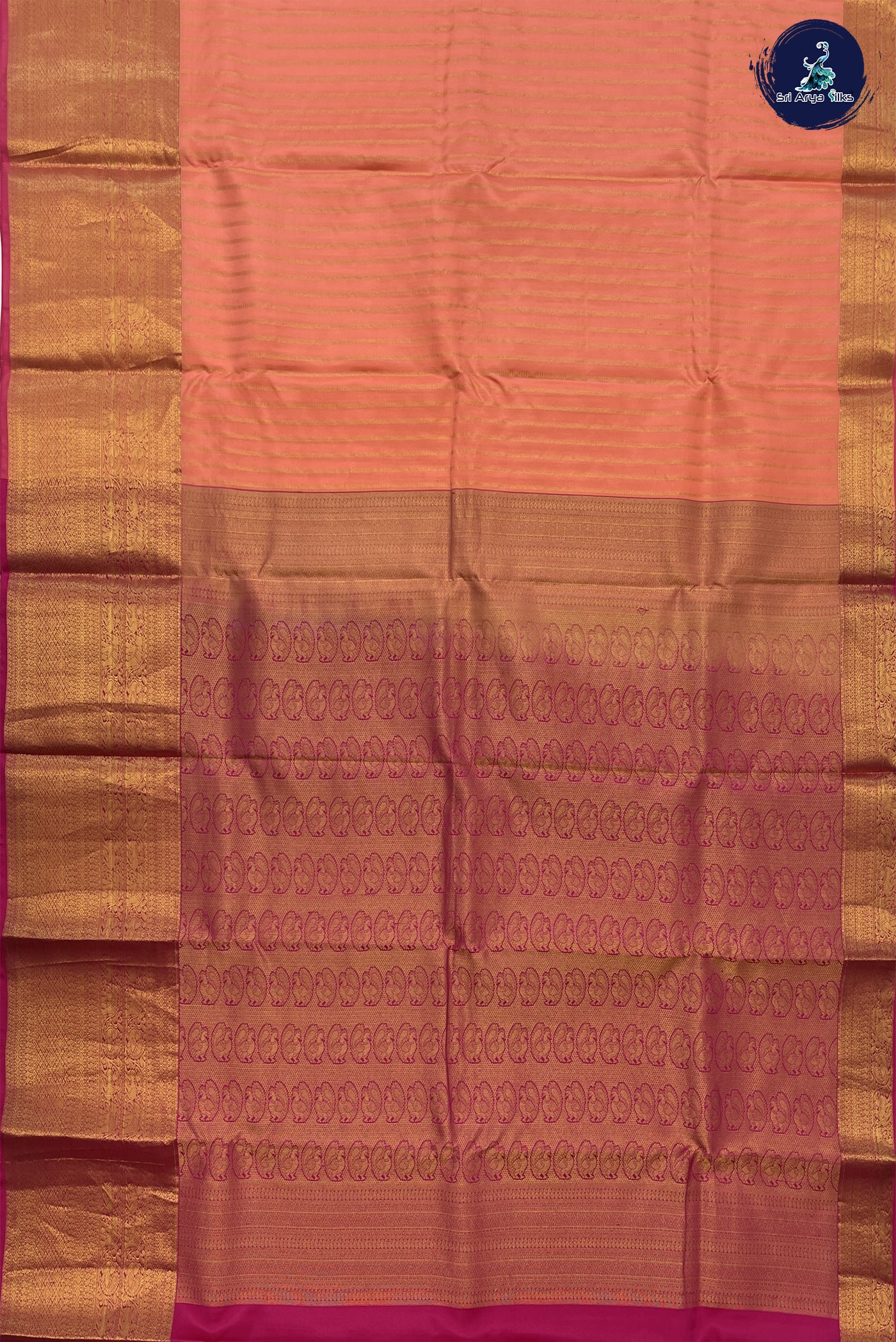 Lotus Pink Bridal Silk Saree With Pink Blouse & Buttas Pattern