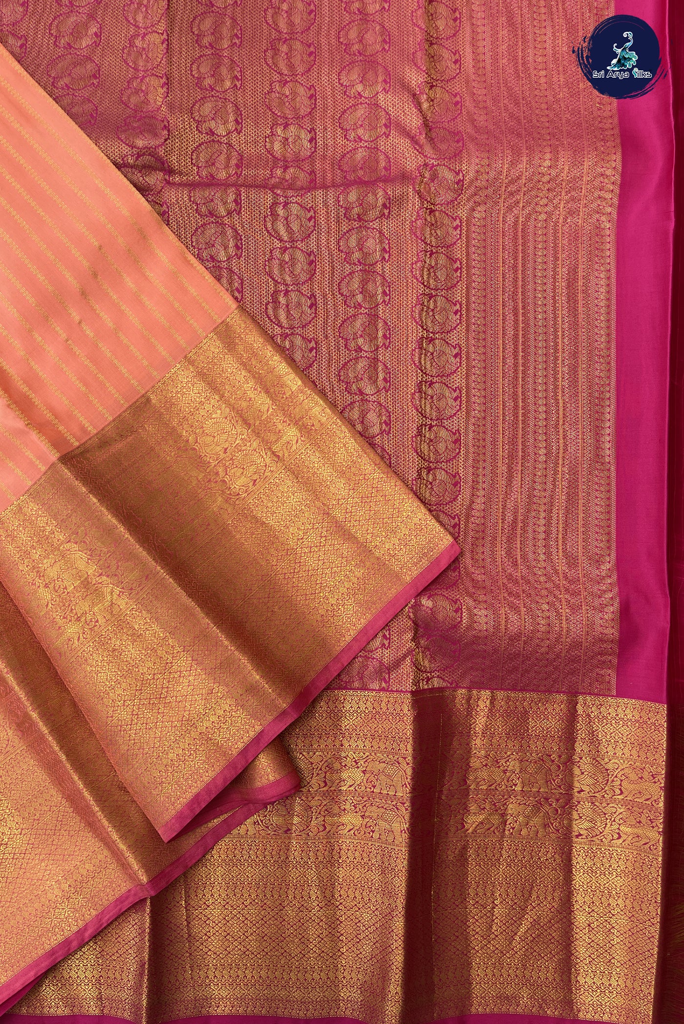 Lotus Pink Bridal Silk Saree With Pink Blouse & Buttas Pattern