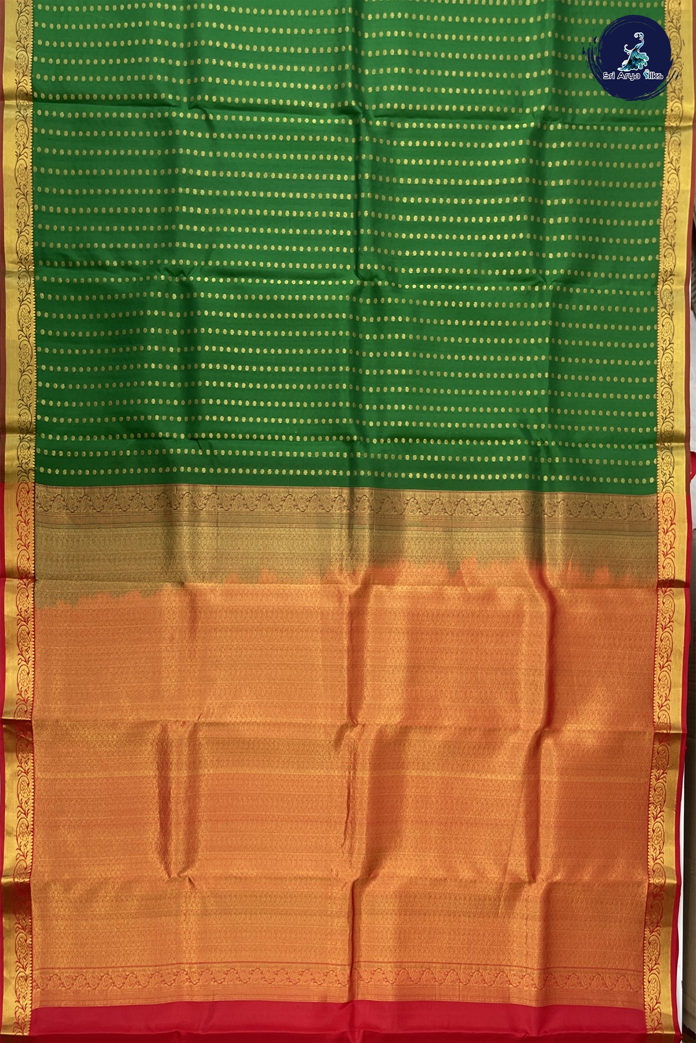 Green Bridal Silk Saree With Zari Buttas Pattern