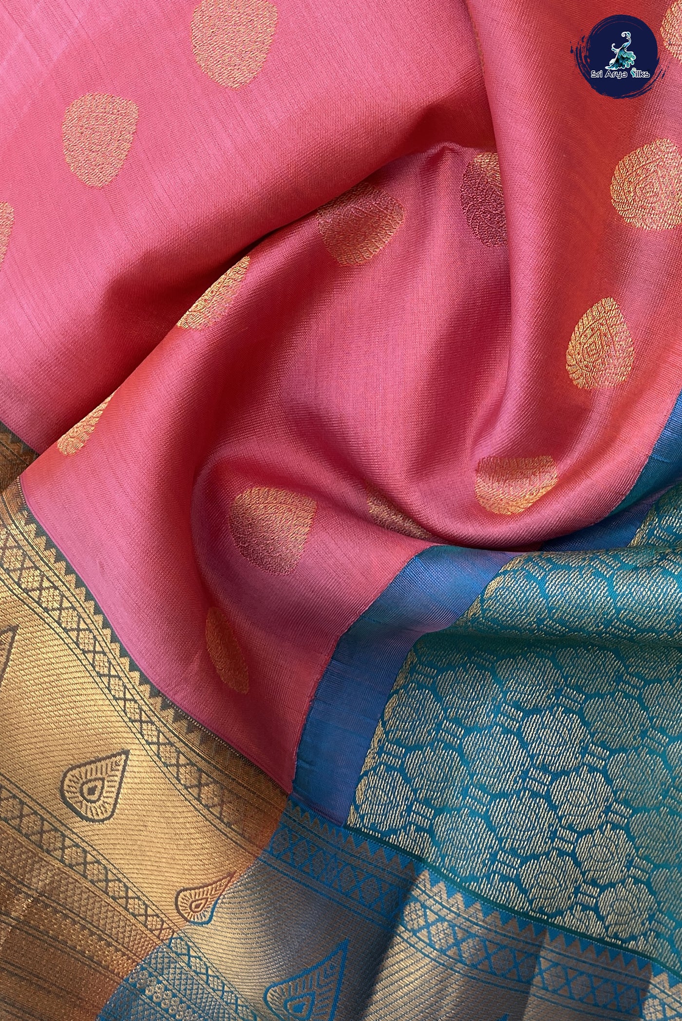 Baby Pink Bridal Silk Saree With Zari Buttas Pattern