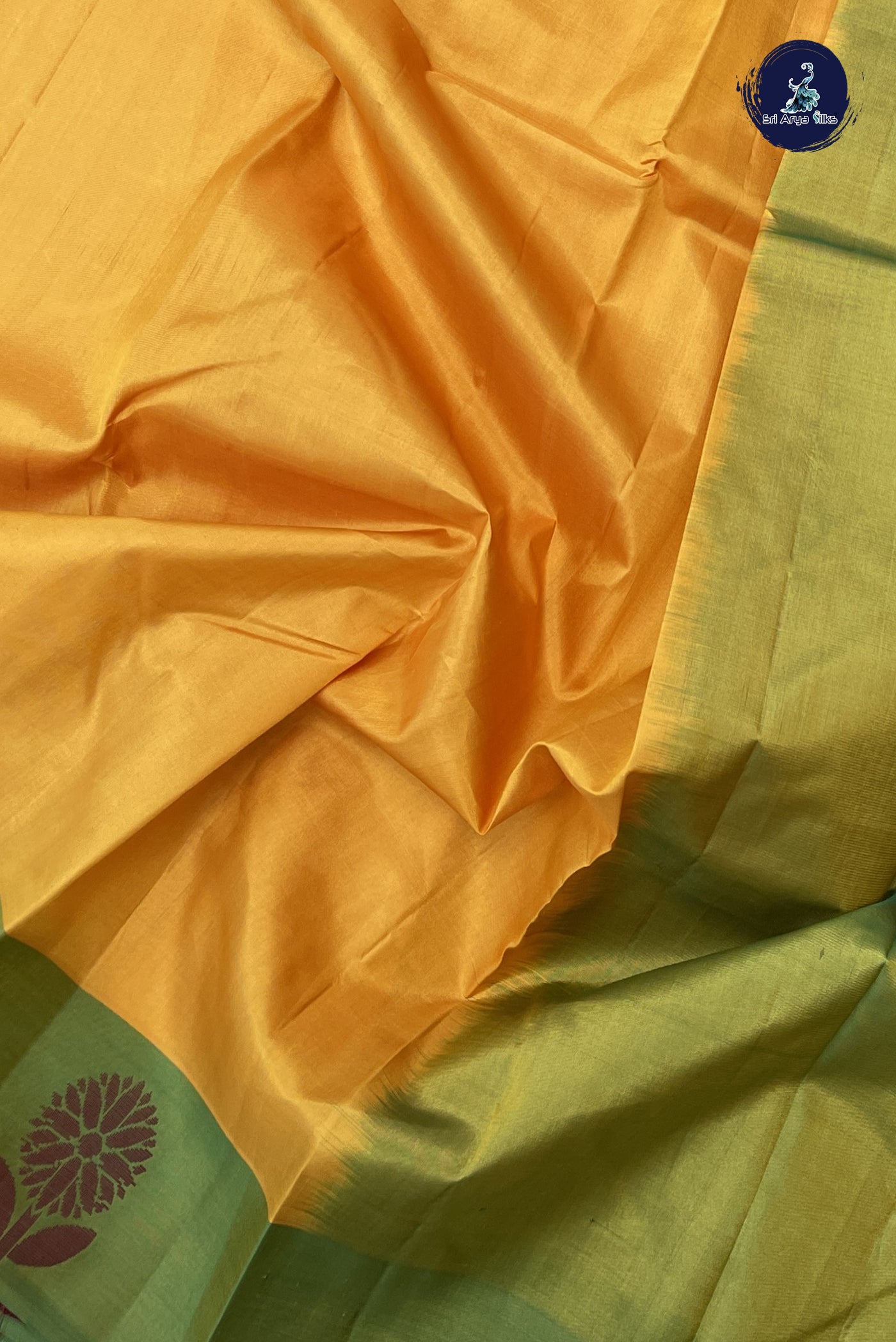 Mustard Yellow Silk Saree With Thread Work Pattern
