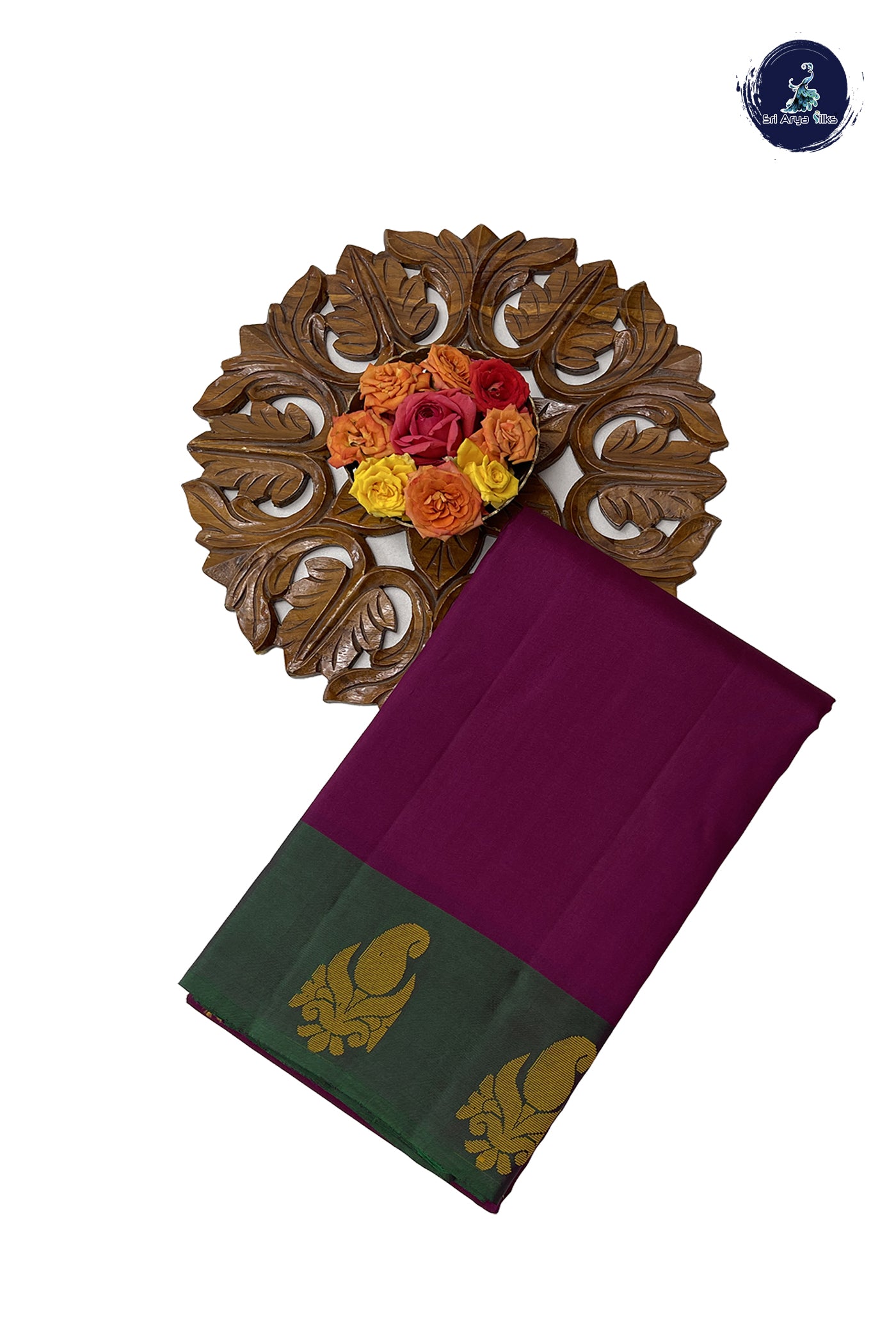 Magenta Purple Silk Saree With Thread Work Pattern