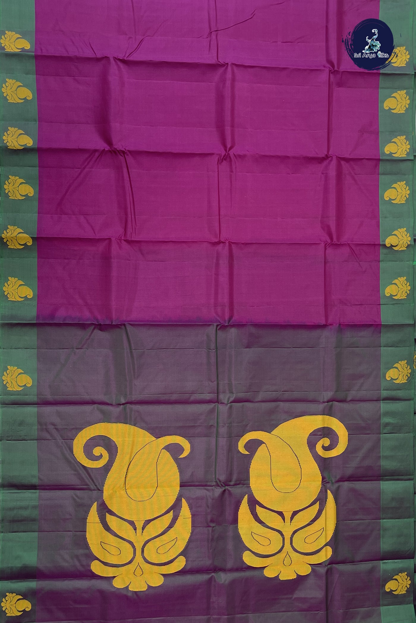 Magenta Purple Silk Saree With Thread Work Pattern