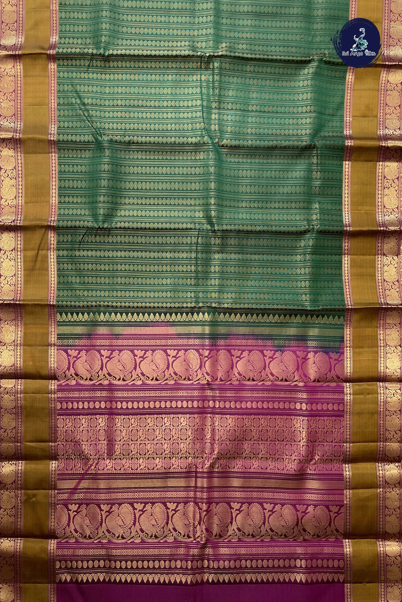 Bottle Green Soft Silk Saree With 1000 Butta Pattern