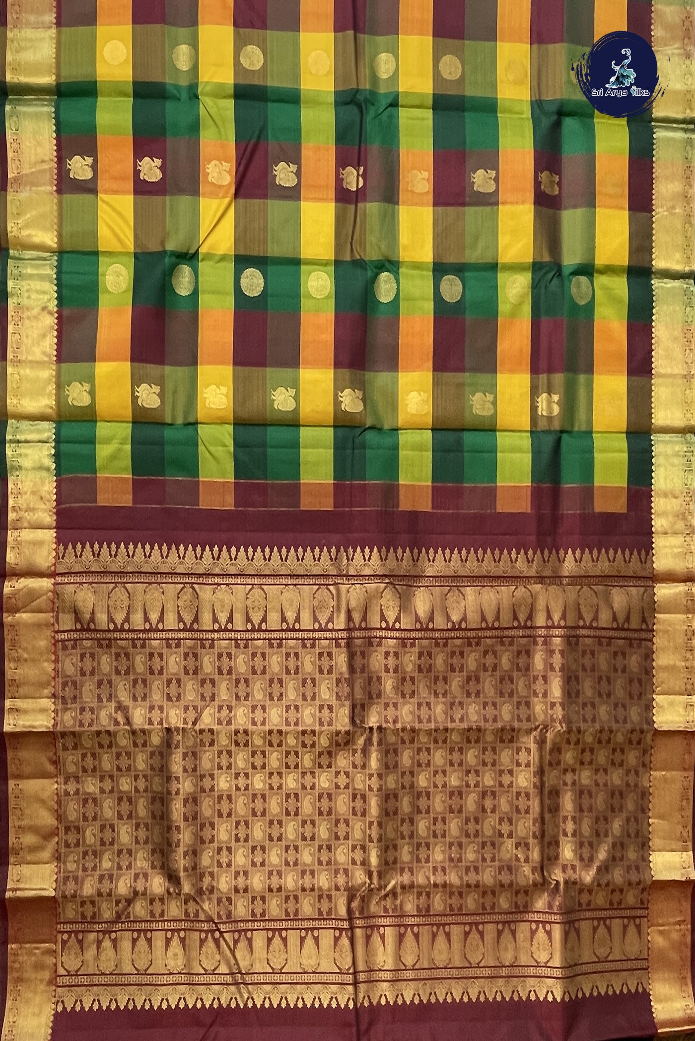 Multi Silk Saree With Paalum Pazham Kattam Pattern