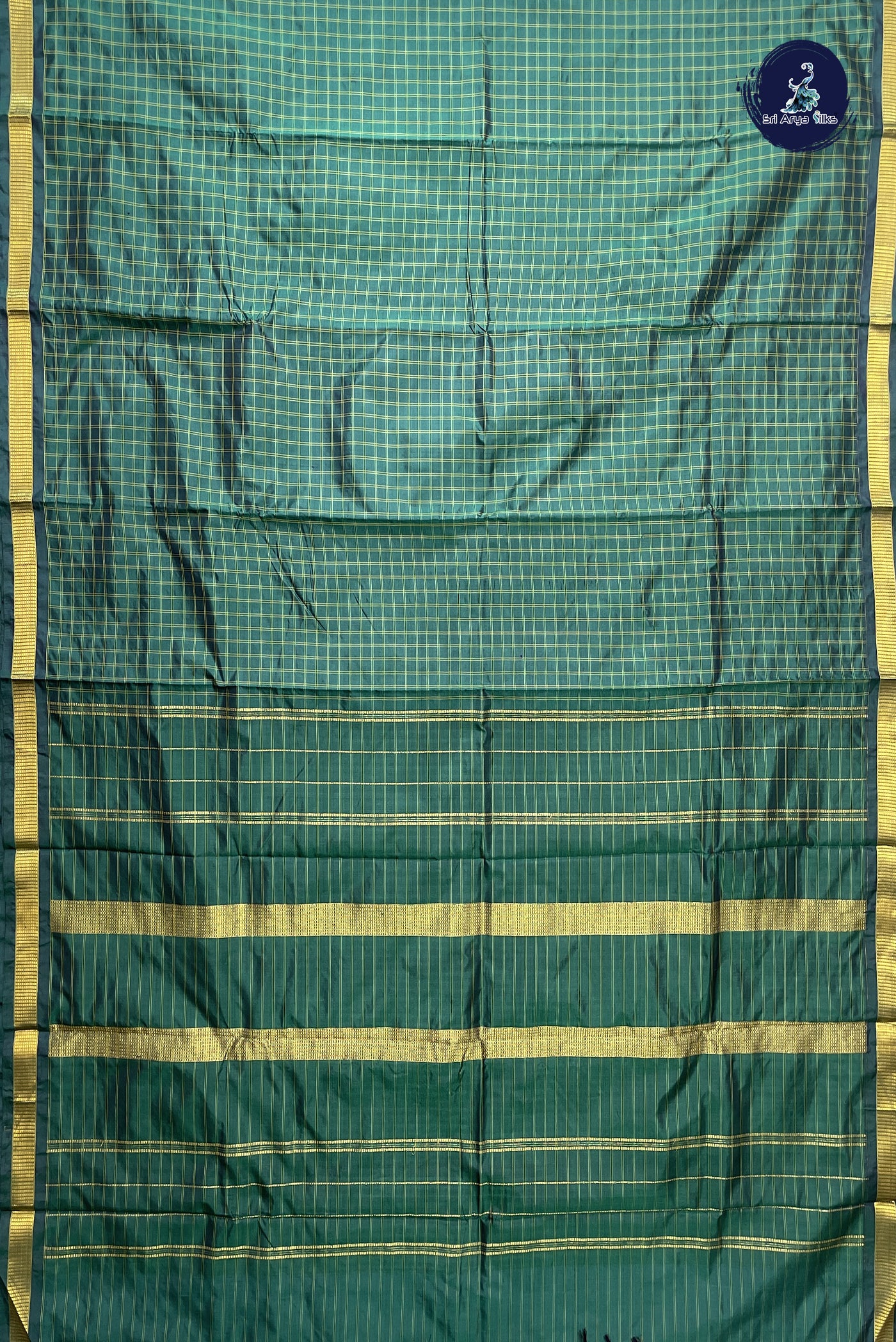 Dual Tone Green Silk Saree With Vaazhapoo Design Pattern