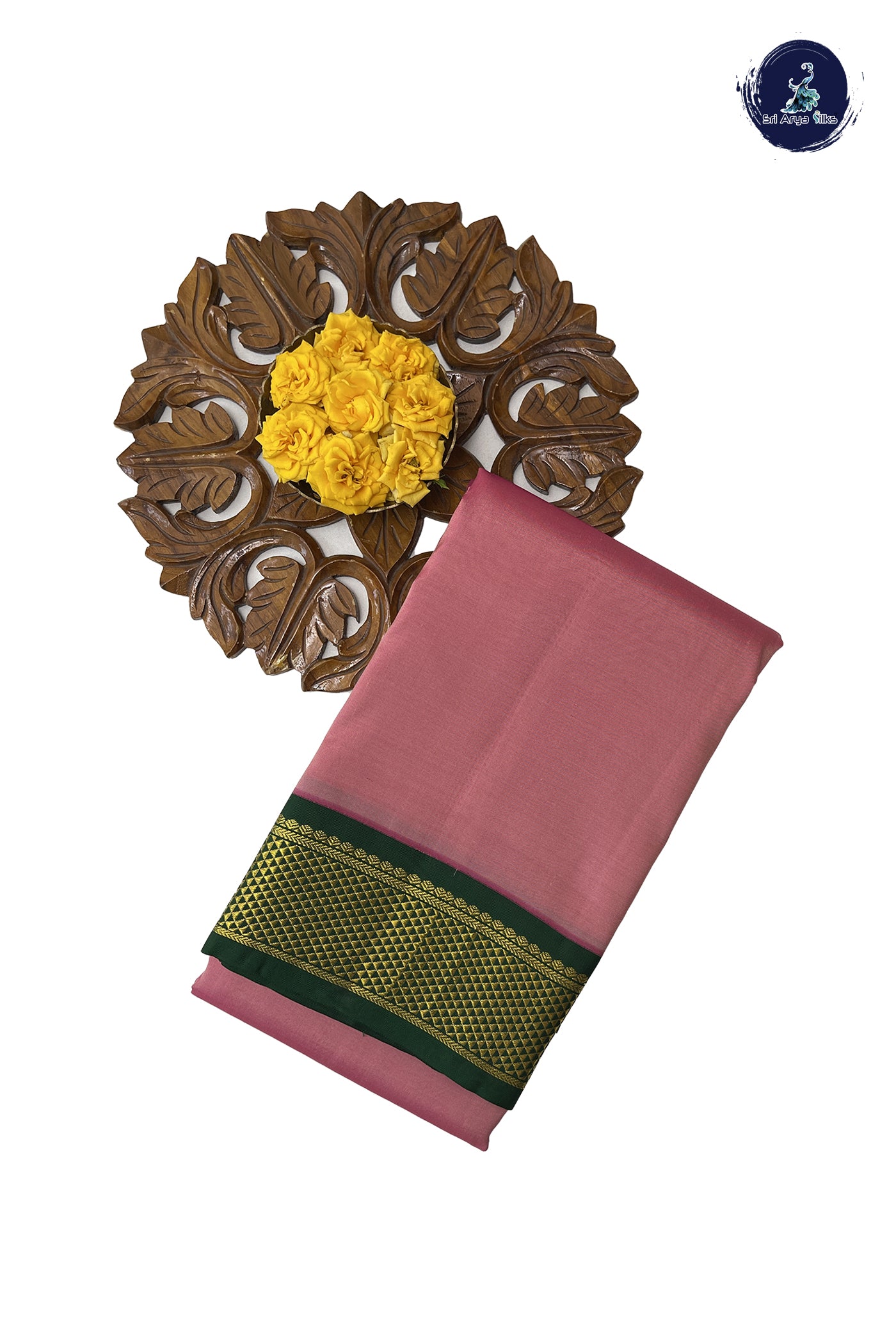 Onion Pink Silk Saree With Plain Pattern