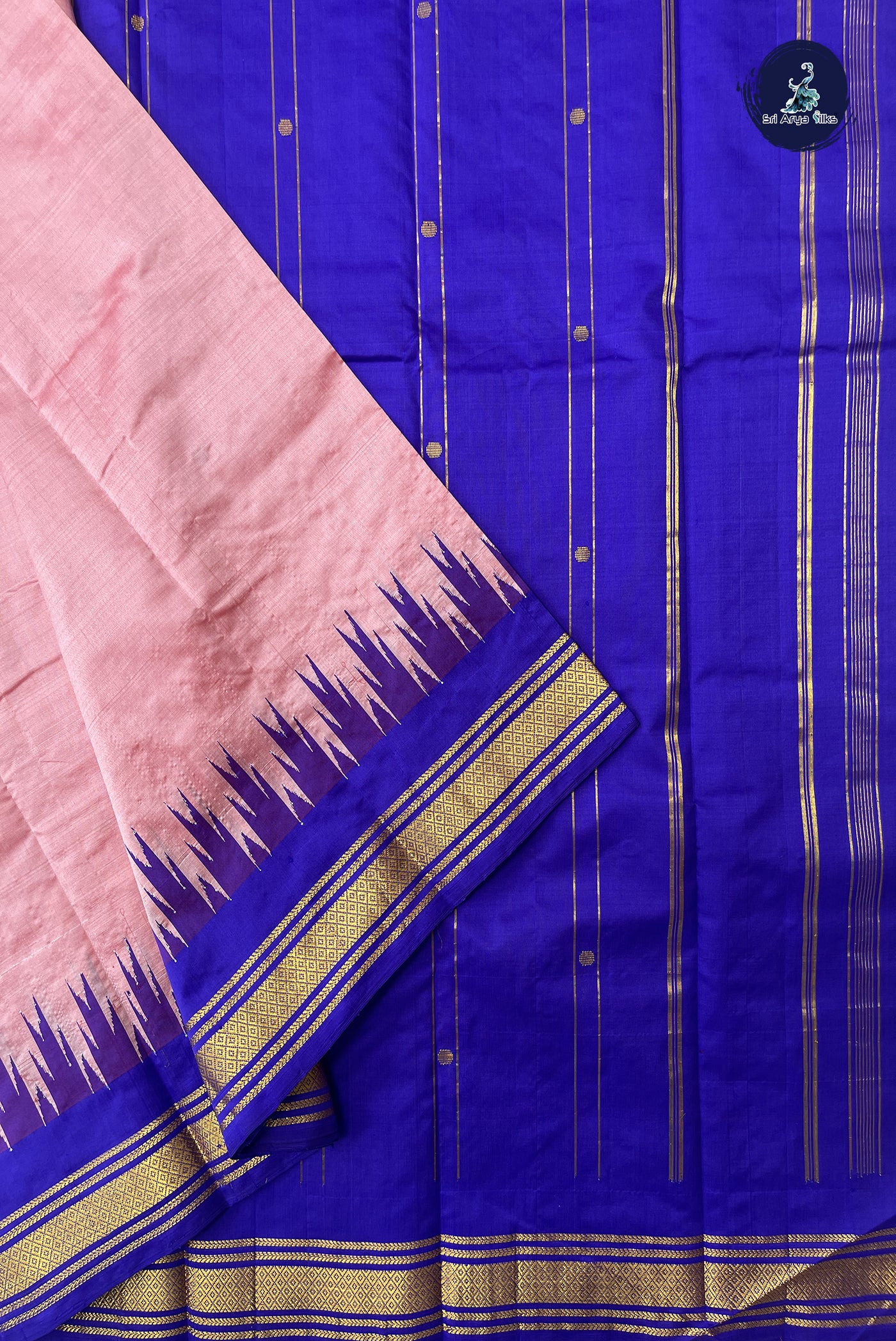 Blush Pink Silk Saree With Buttas Pattern