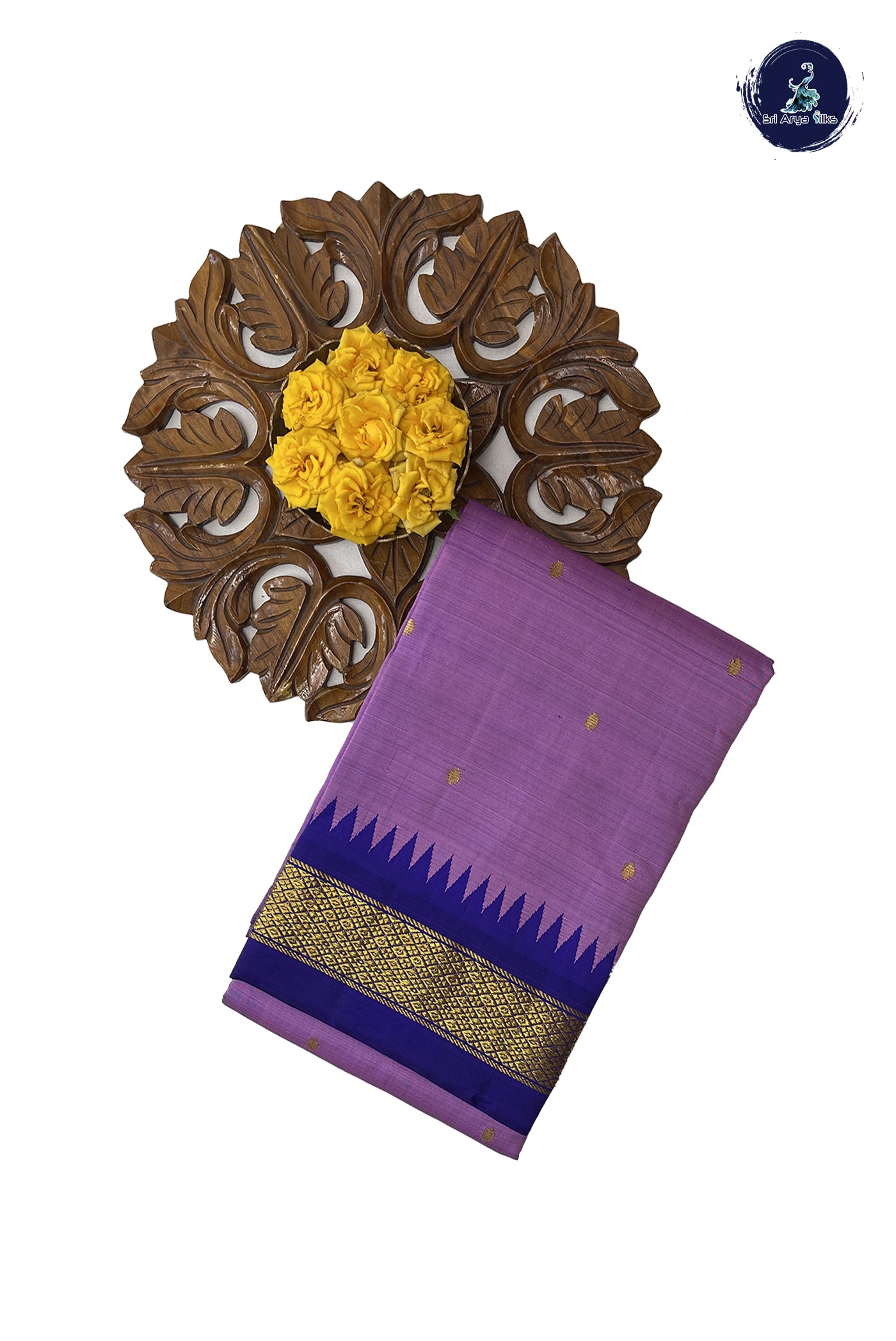 Lavender Silk Saree With Buttas Pattern