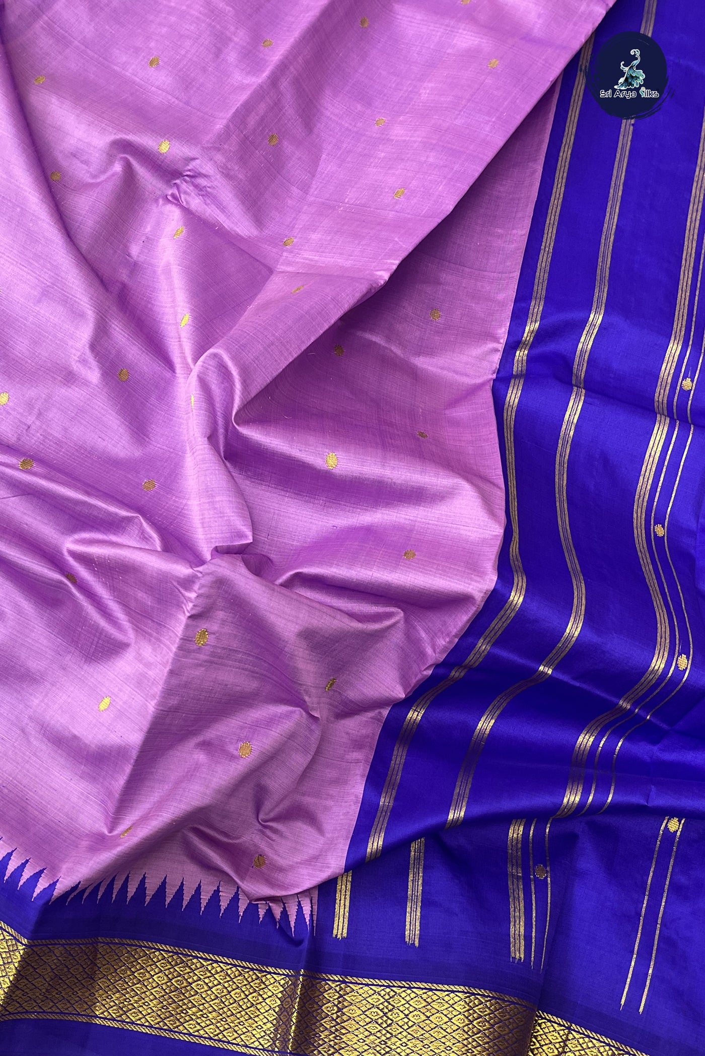 Lavender Silk Saree With Buttas Pattern