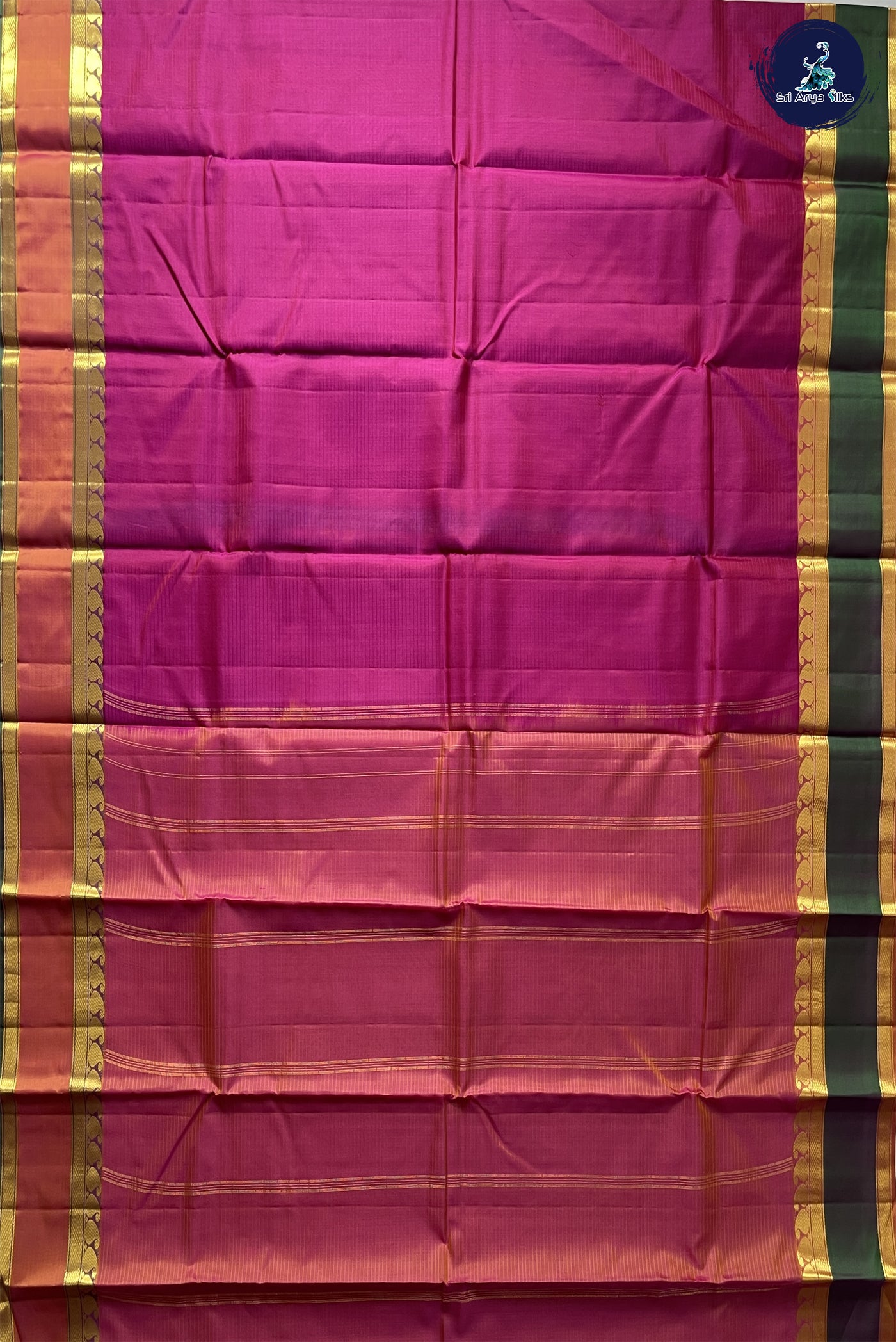 Magenta Pink Light Weight Silk Saree With Doria Lines Pattern