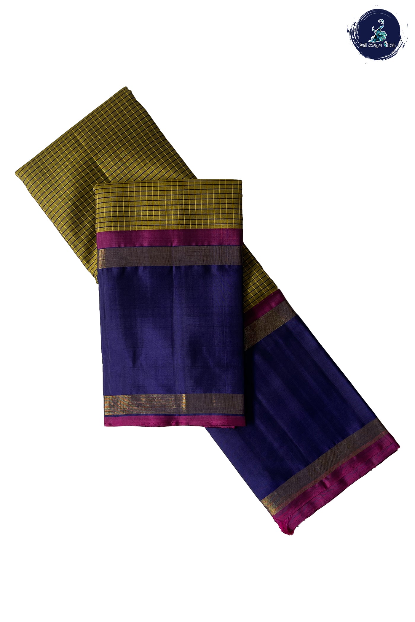 Paasiparupu Green Light Weight Silk Saree With Checked Pattern