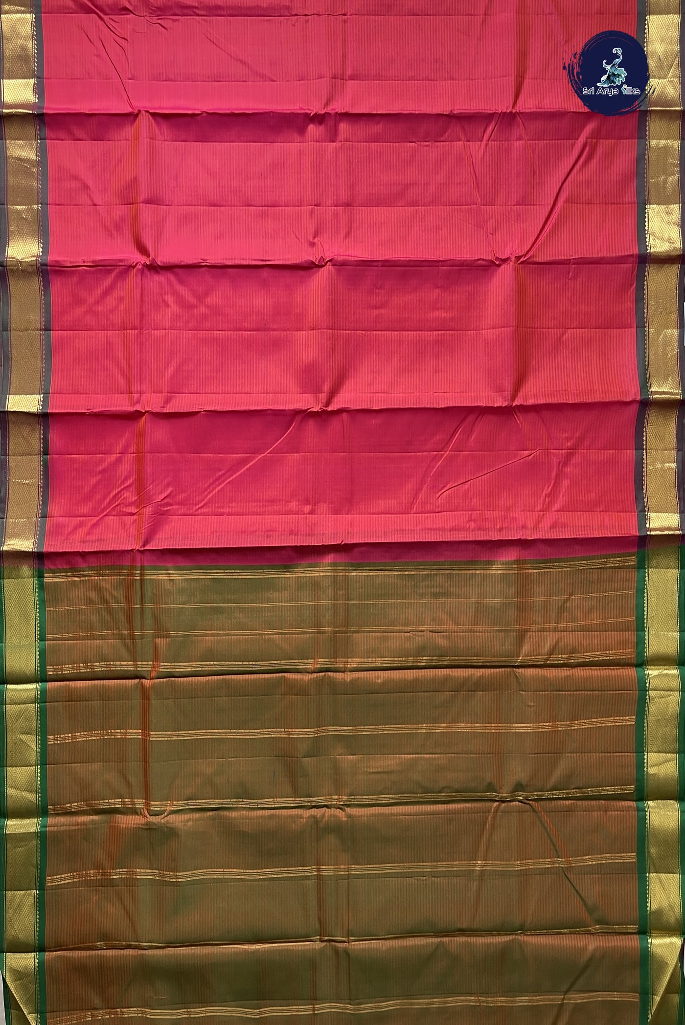 Orangish Pink Light Weight Silk Saree With Doria Lines Pattern