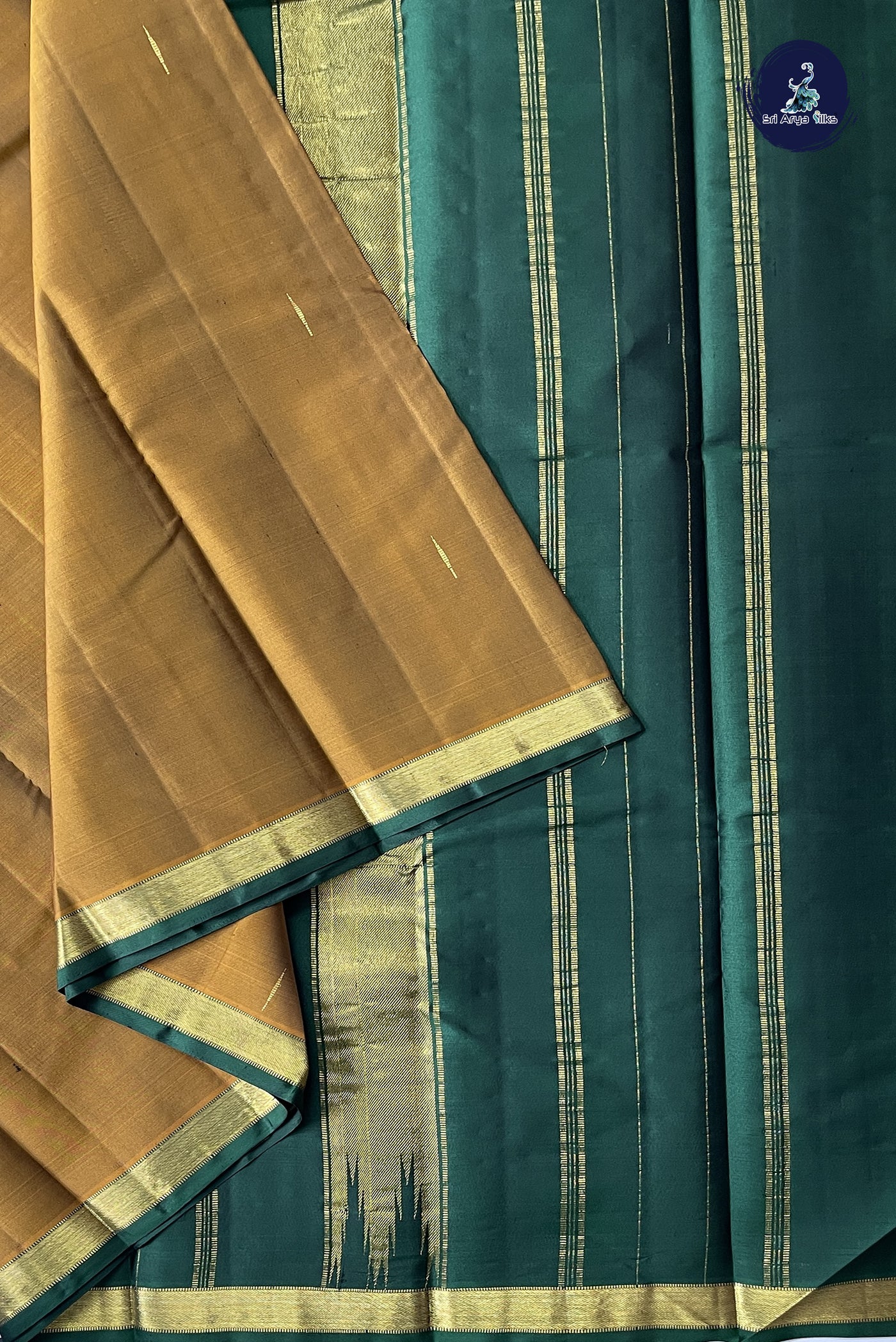 Honey Brown  Light Weight Silk Saree With Zari Buttas Pattern