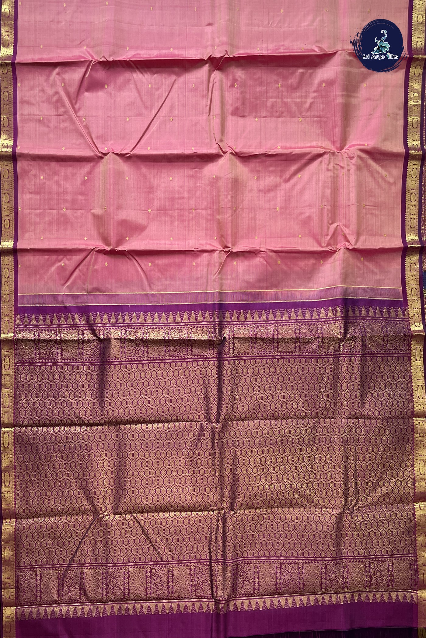 Onion Pink Light Weight Silk Saree With Zari Buttas Pattern