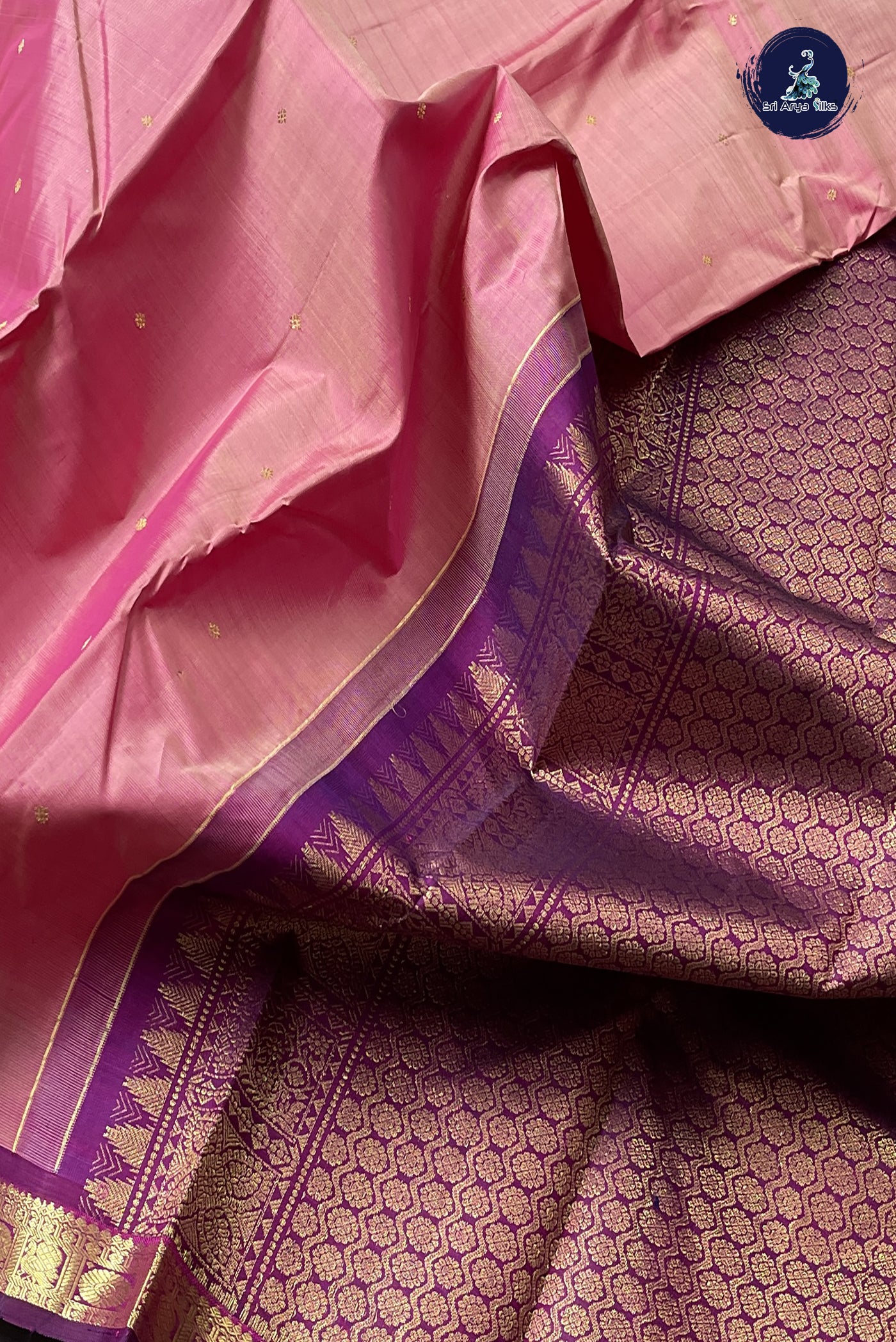 Onion Pink Light Weight Silk Saree With Zari Buttas Pattern