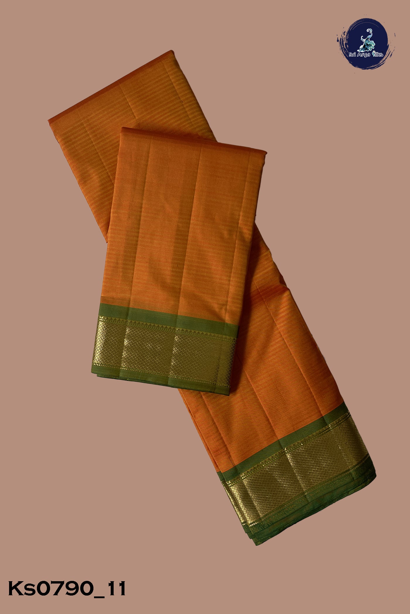 Yellowish Orange Light Weight Silk Saree With Doria Lines Pattern