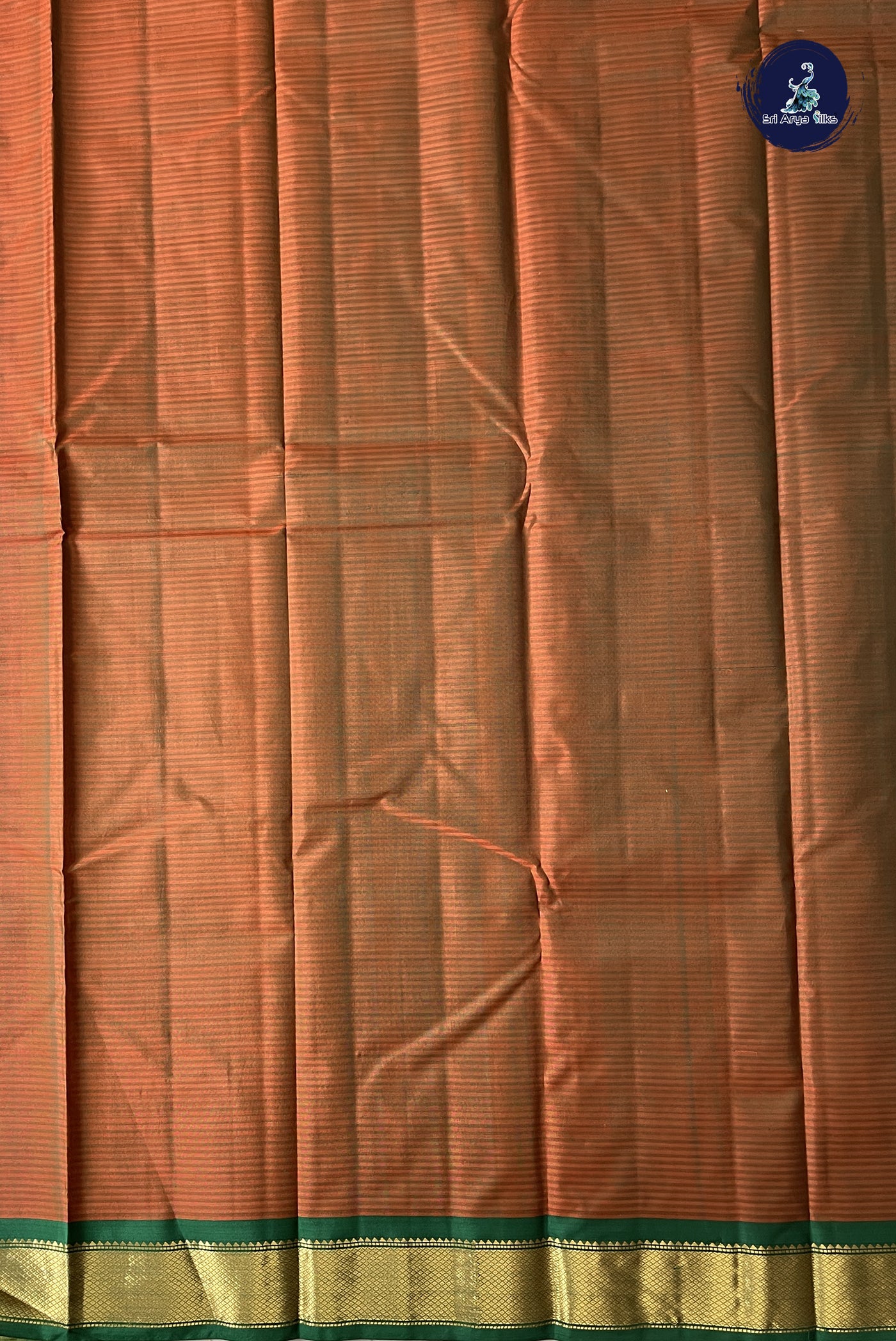 Yellowish Orange Light Weight Silk Saree With Doria Lines Pattern