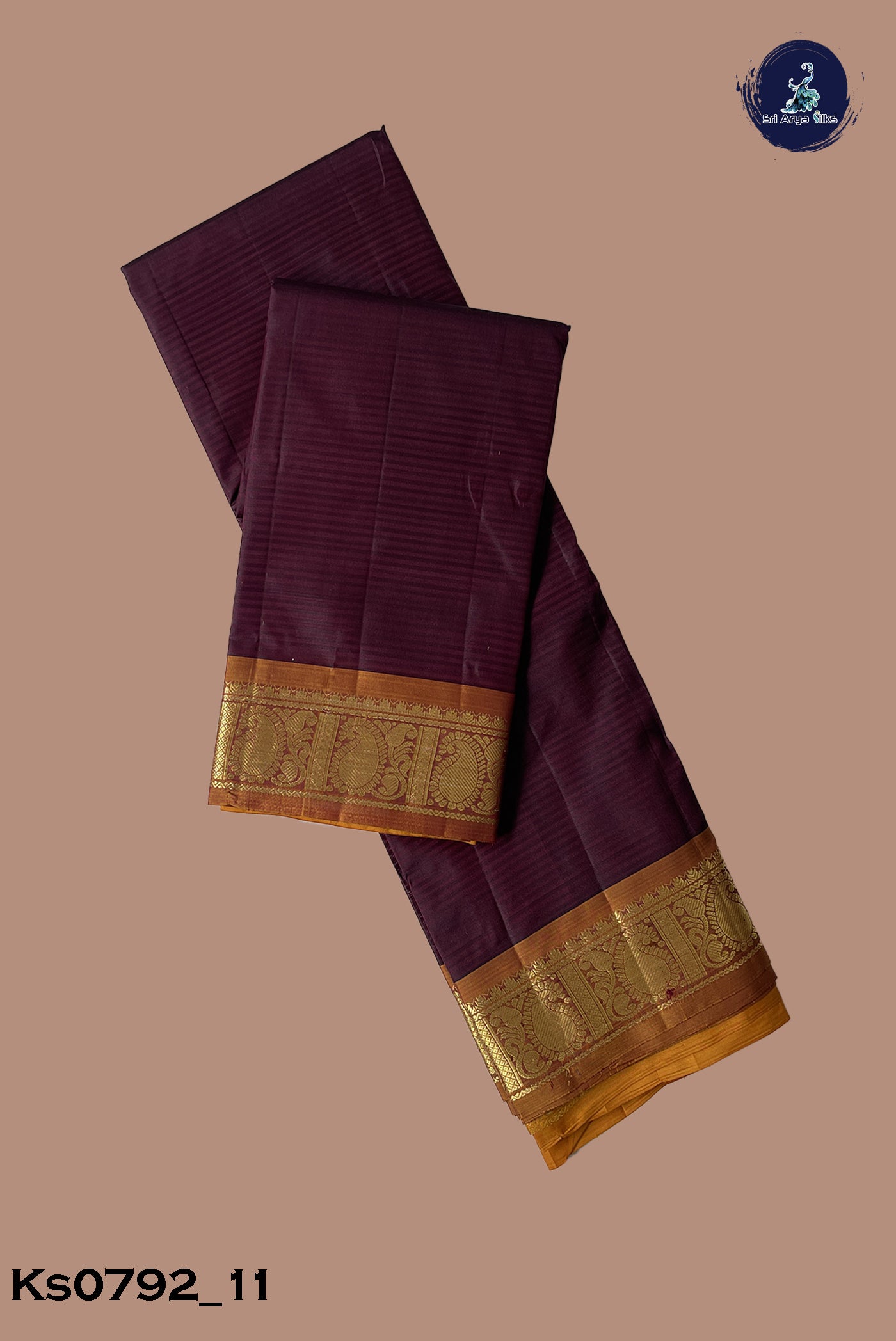 Brown Light Weight Silk Saree With Doria Lines Pattern