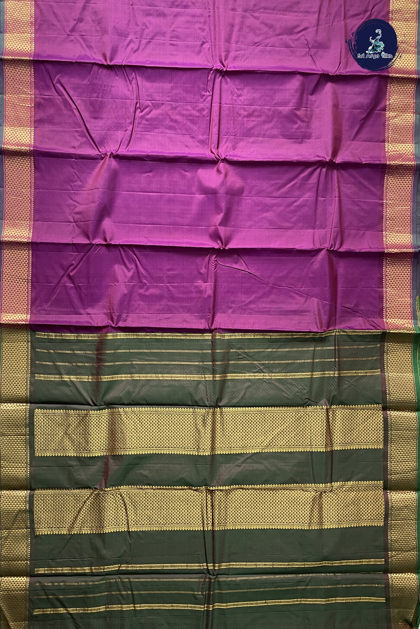 Purple Light Weight Silk Saree With Plain Pattern