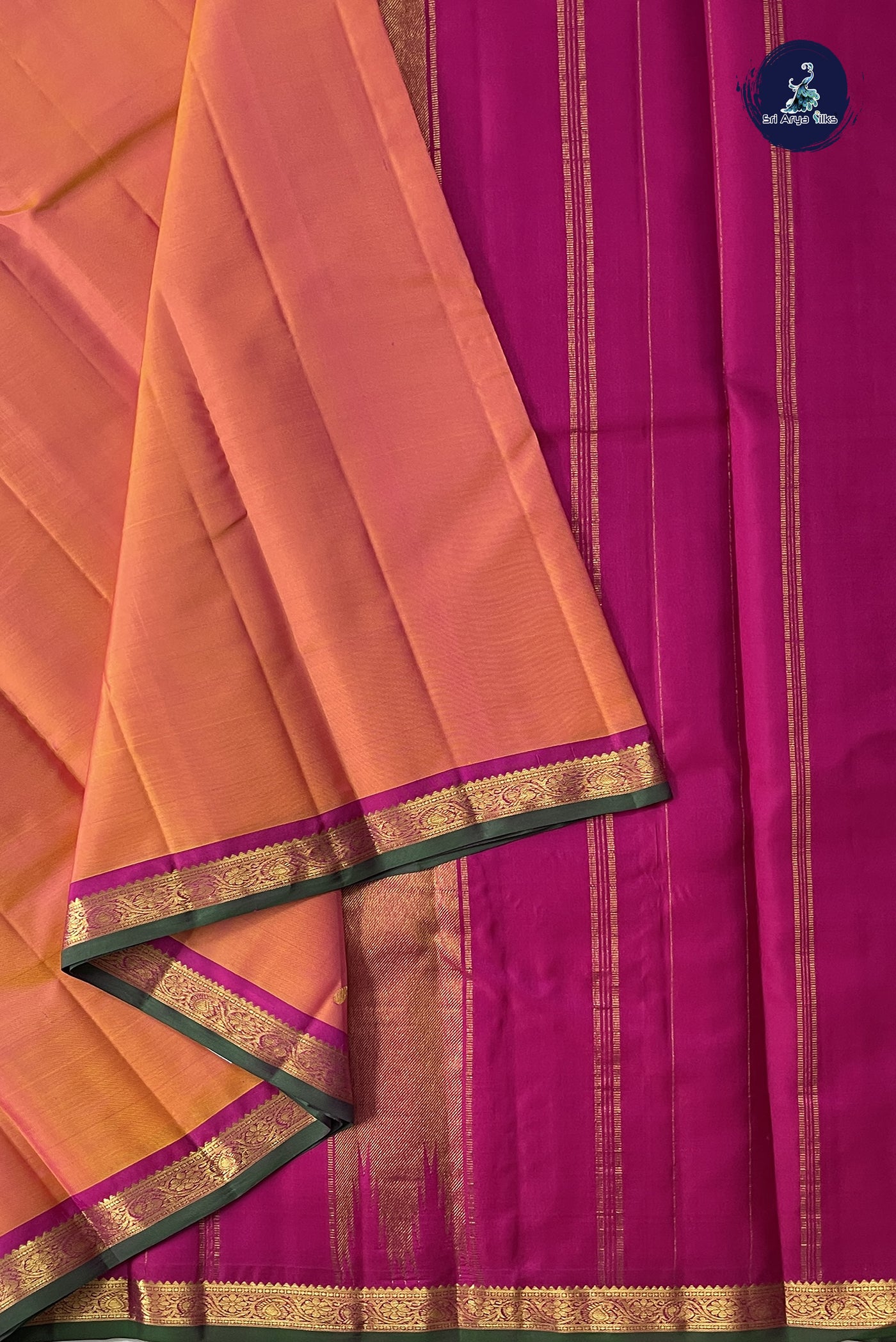 Orangish Pink Traditional Silk Saree With Zari Buttas Pattern