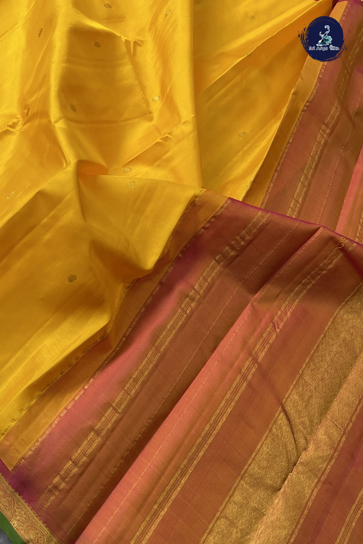 Yellow Traditional Silk Saree With Zari Buttas Pattern