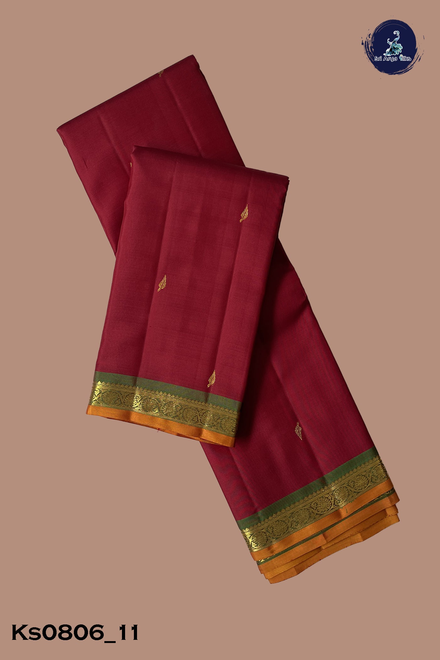 Maroon Traditional Silk Saree With Zari Buttas Pattern